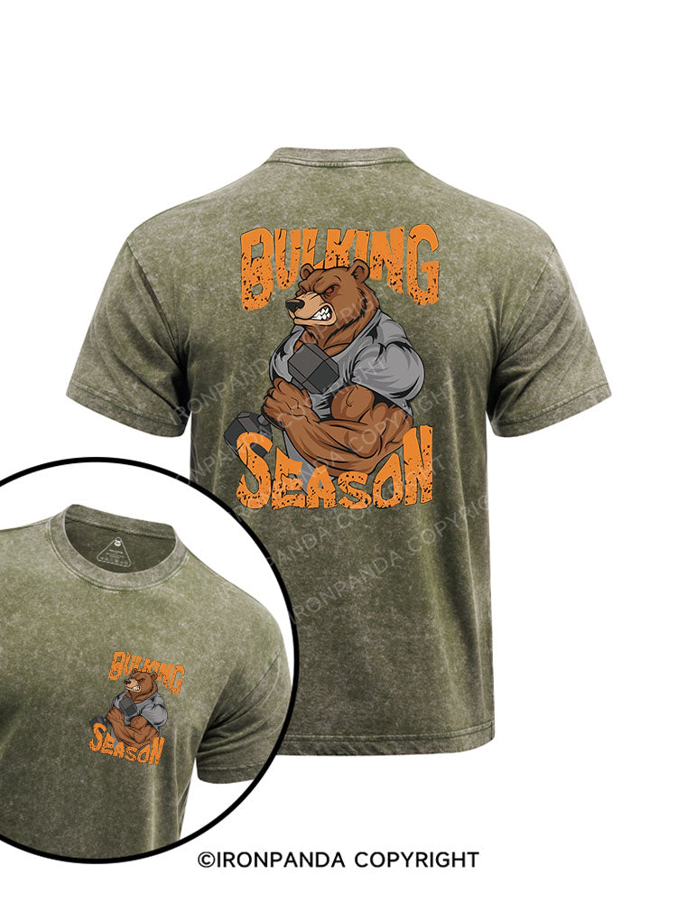 Bulking Season printed Washed Gym Shirt