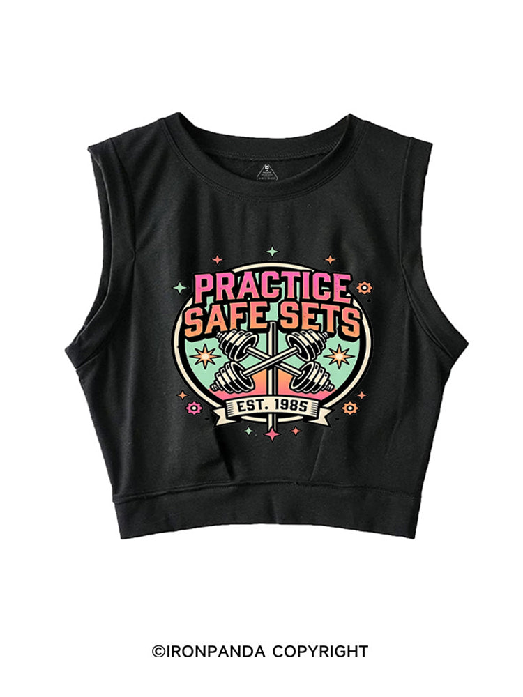 PRACTICE SAFE SETS FUNNY RETRO SLEEVELESS CROP TOPS