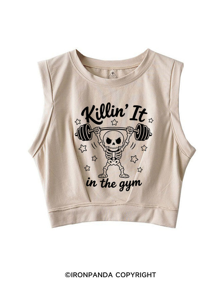 KILLIN' IT IN THE GYM SKELETON SLEEVELESS CROP TOPS