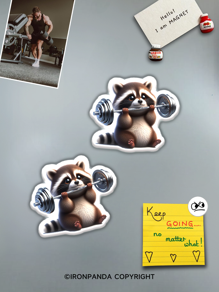IronPanda I work out so I can eat garbage Fridge Magnet