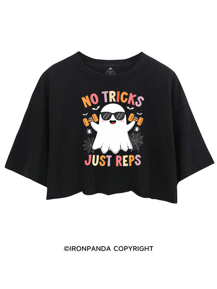 NO TRICKS JUST REPS CUTE GHOST CROP TOPS