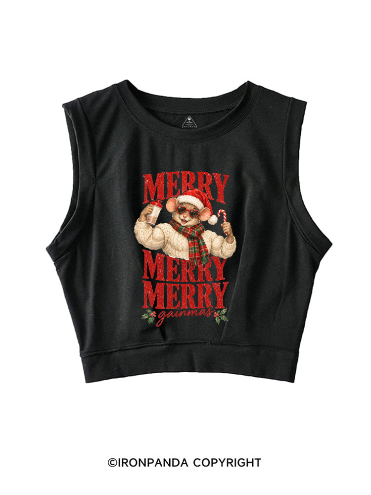 Merry Merry Merry Gainmas SLEEVELESS CROP TOPS