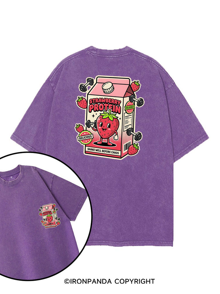 STRAWBERRY PROTEIN SHAKE WELL BEFORE CHAOS printed Gym Shirt