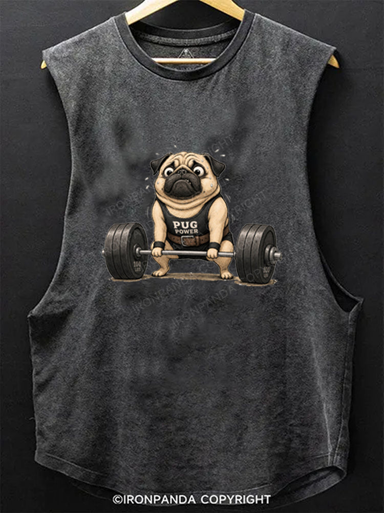 Pug Power Deadlift Scoop Bottom Cotton Tank