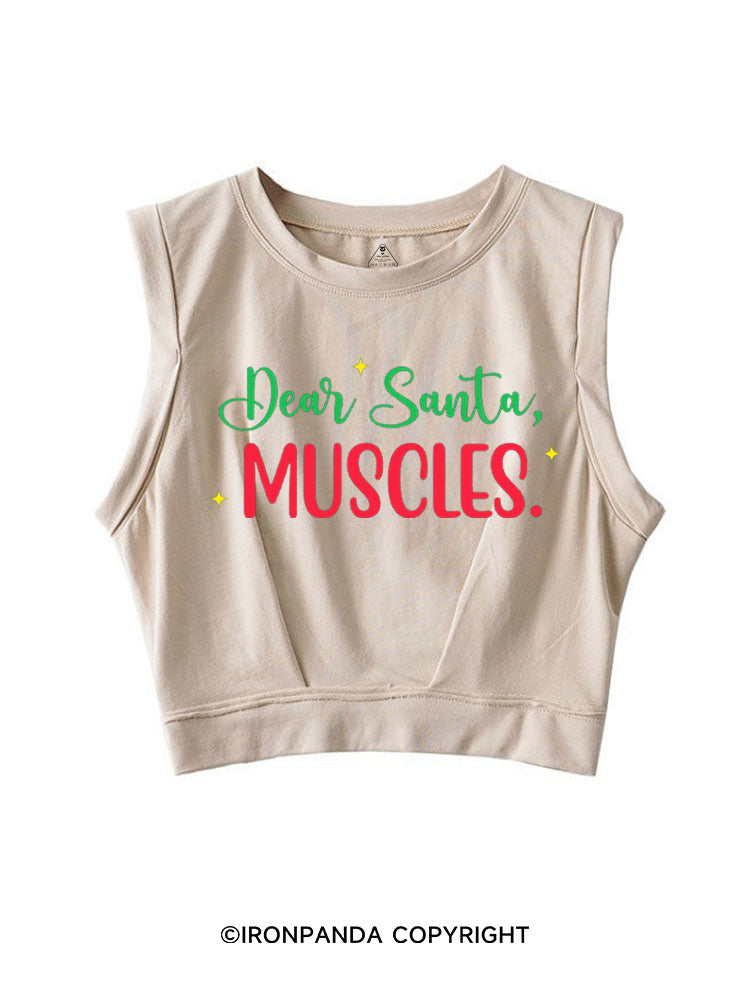 Dear Santa Muscles SLEEVELESS CROP TOPS