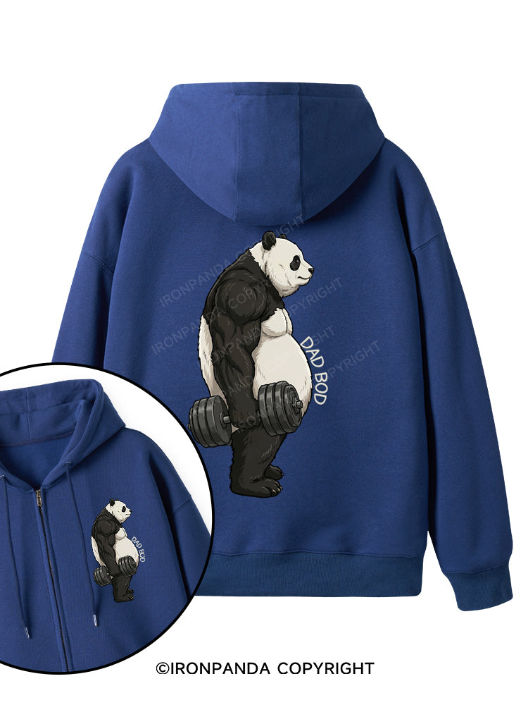 Dad Bod Panda Double-Sided Printed Fleece Zip Up Hoodie