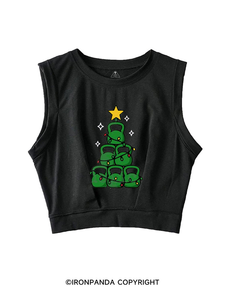 HOLIDAY STRENGTH TREE SLEEVELESS CROP TOPS