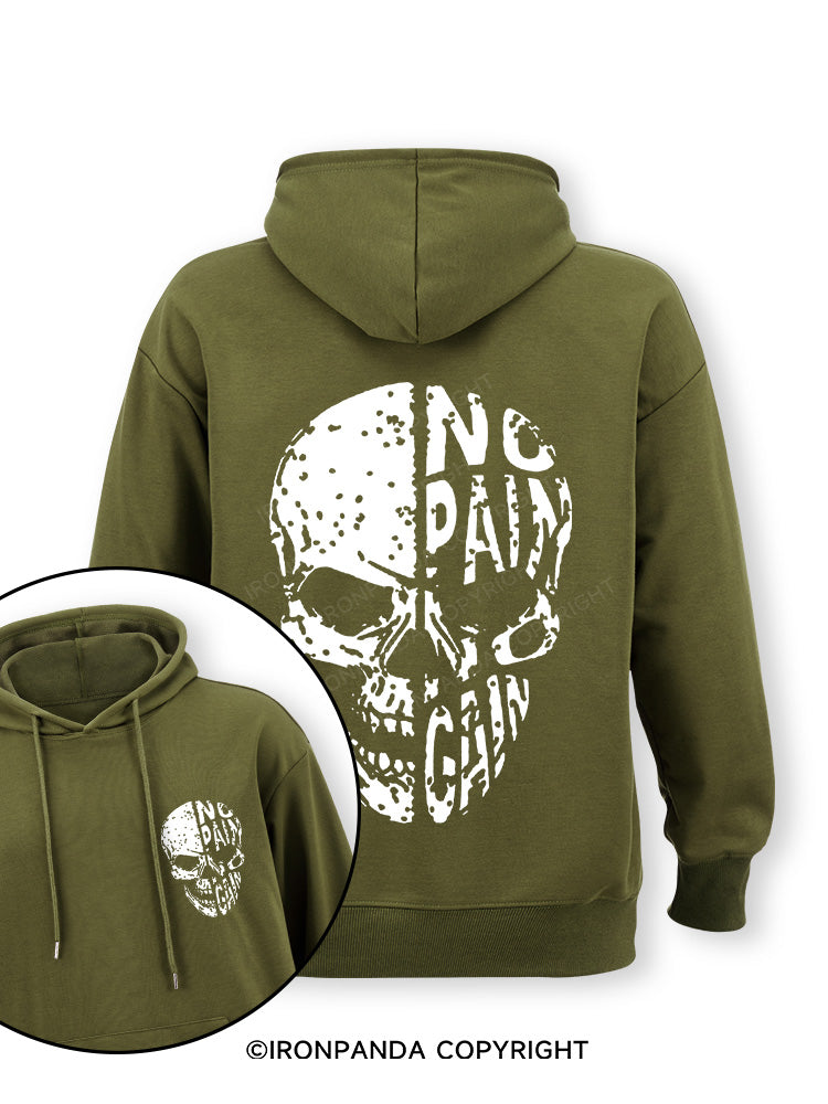 No pain No gain Skull Face Double-Sided Printed Classic Gym Hoodie