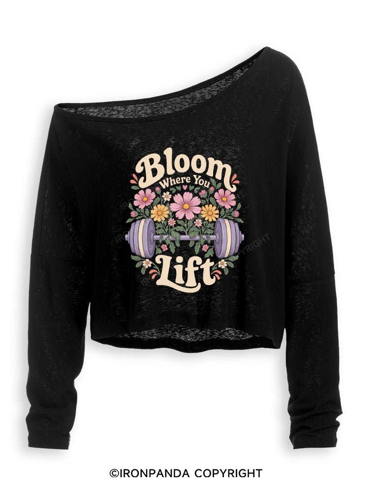 Bloom Where You Lift Off Shoulder Long Sleeve Crop Top