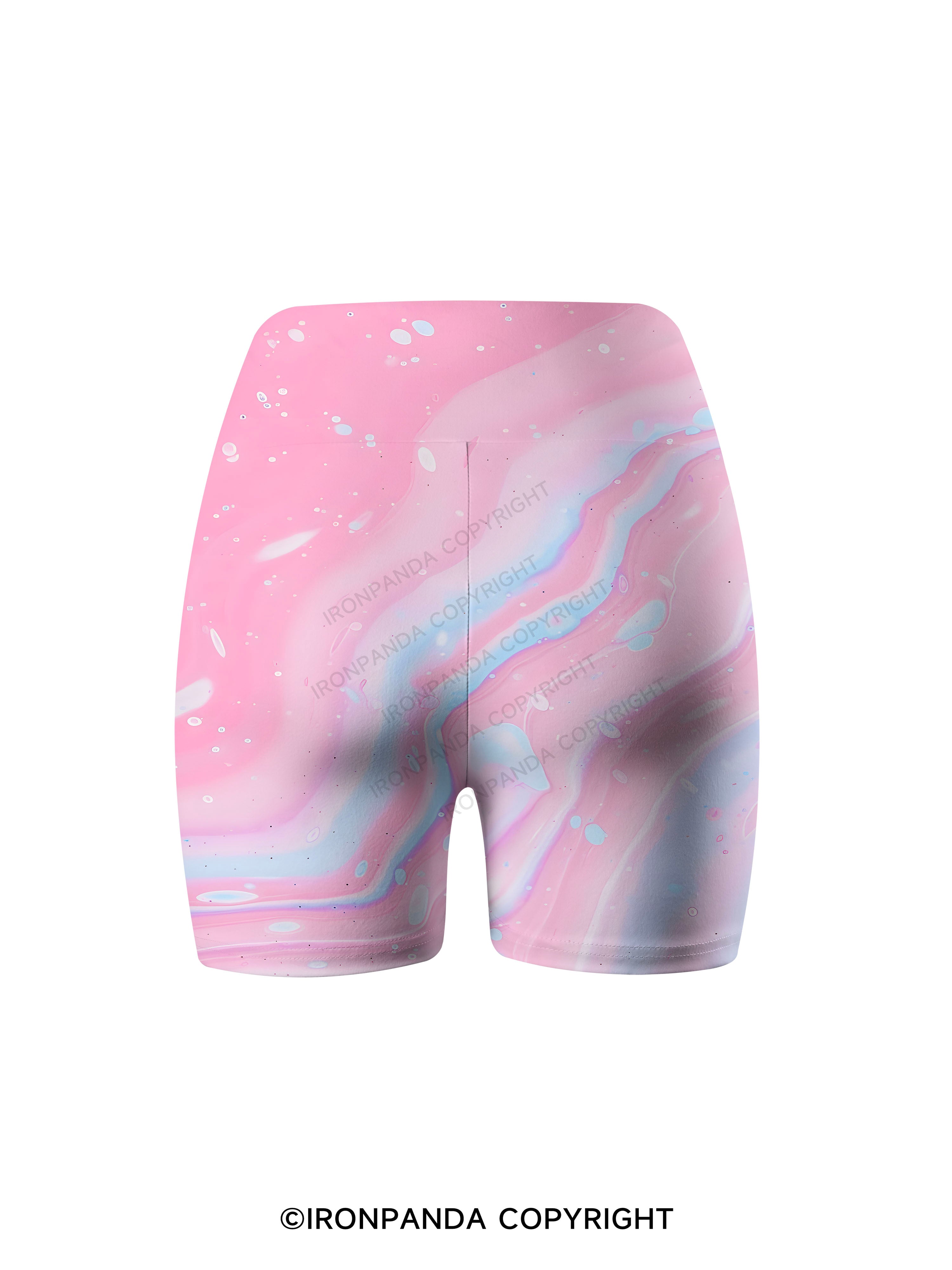 Pink Marble Yoga Cycling Shorts