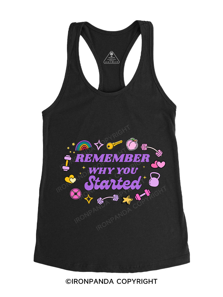 REMEMBER WHY YOU STARTED Gym Racerback Tank