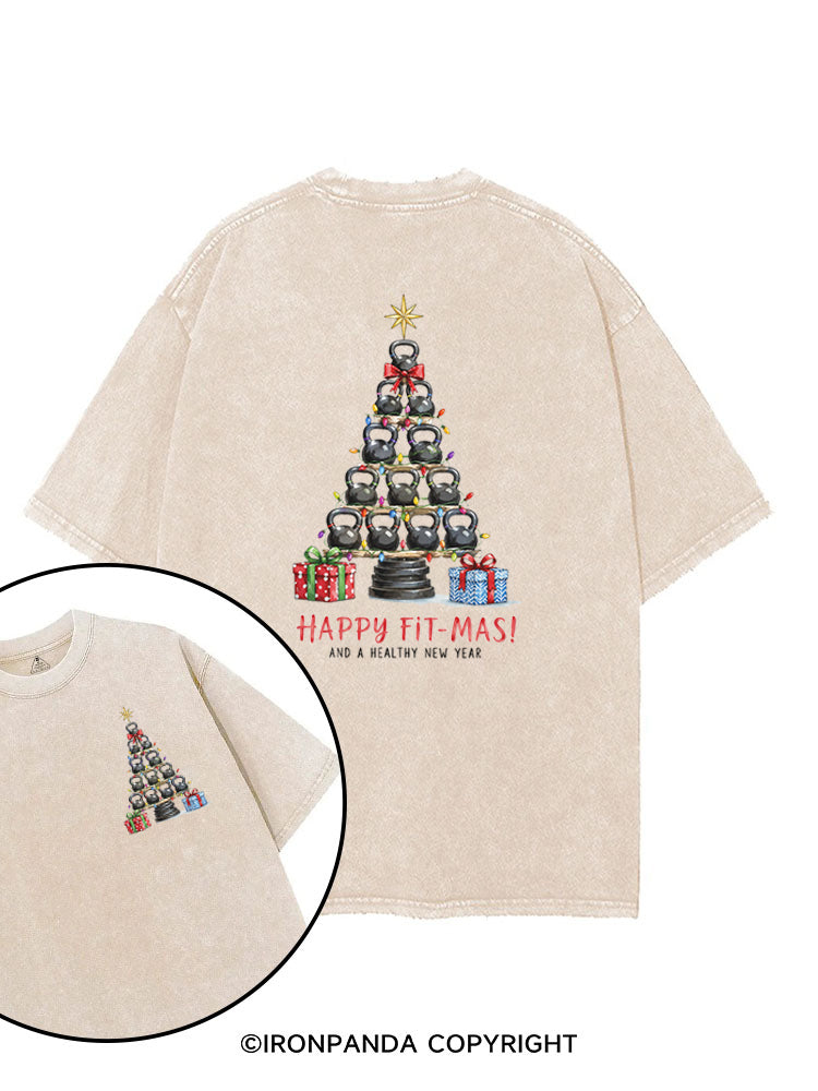 HAPPY FIT-MAS! AND A HEALTHY NEW YEAR printed Gym Shirt