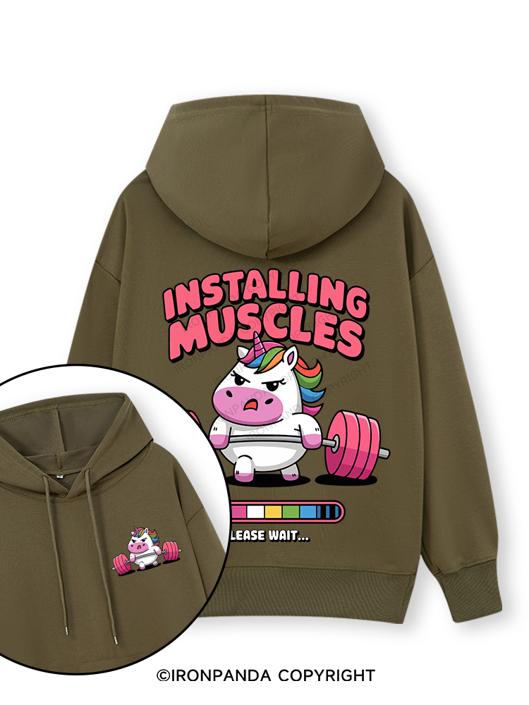 INSTALLING MUSCLES Double-Sided Printed Classic Gym Hoodie