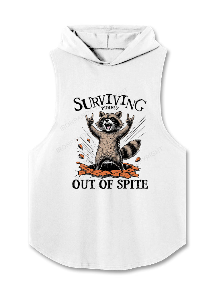 Raccoon Surviving Purely Out of Spite Hooded Tank