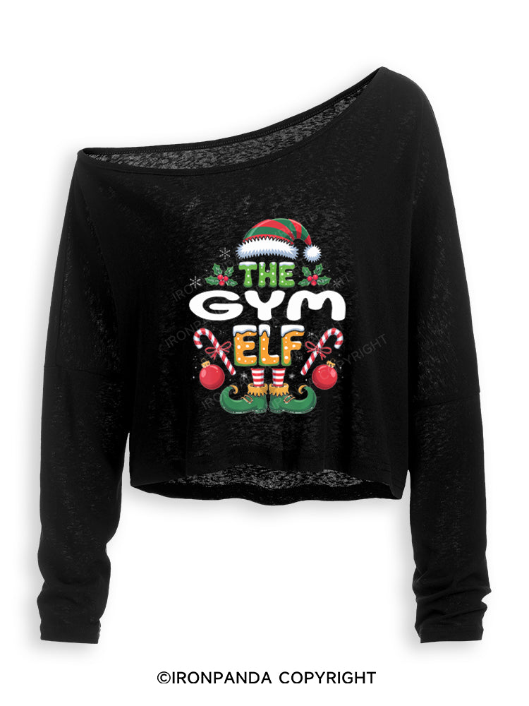 THE GYM ELF Off Shoulder Long Sleeve Crop Top