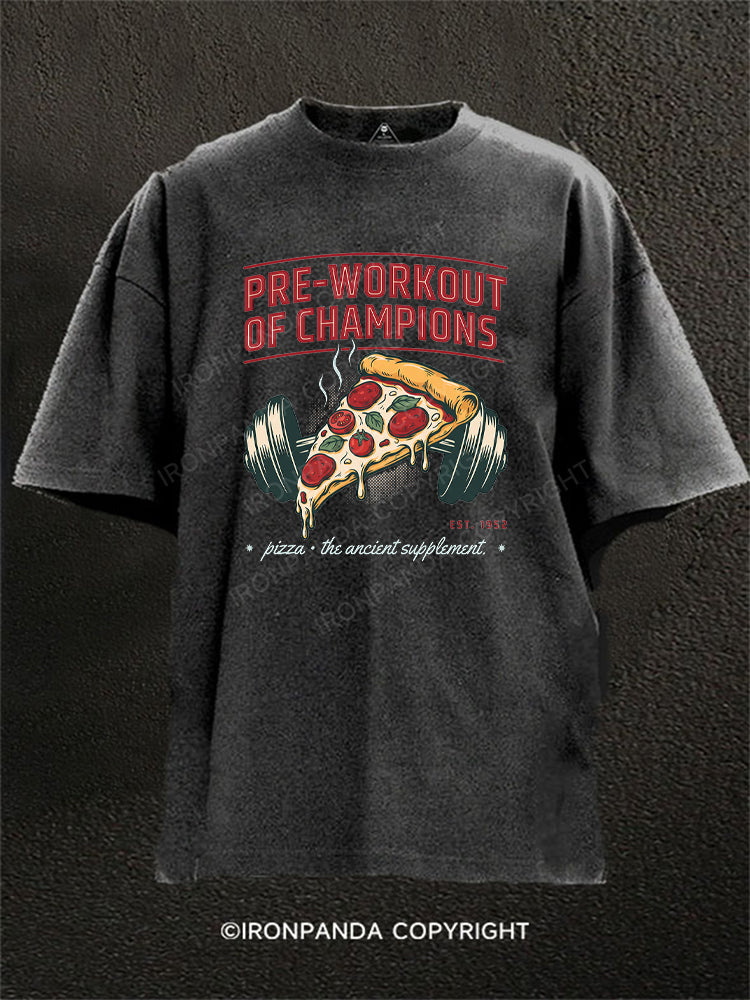 Pizza Supplement Barbellredbubble Washed Gym Shirt