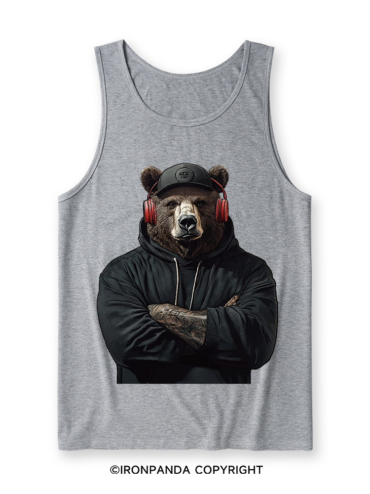 Bear with headphones Ultra Soft Heather Tank