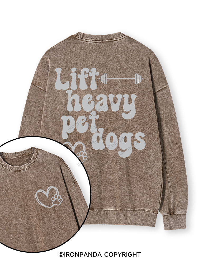 Lift Heavy Pet Dogs Letter Double-Sided Printed Washed Sweatshirt
