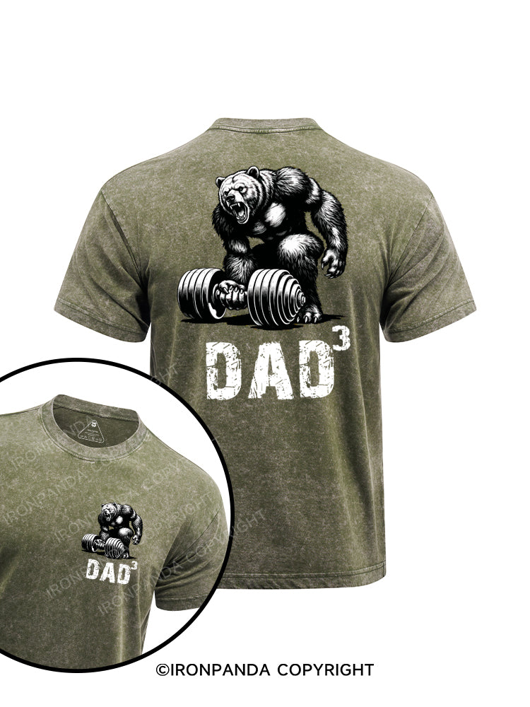 Dad Bear printed Washed Gym Shirt