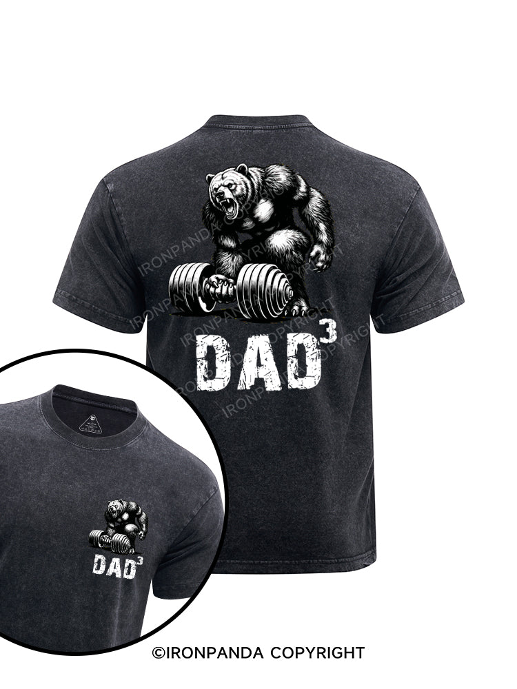 Dad Bear printed Washed Gym Shirt