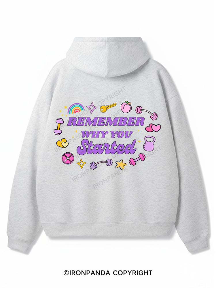 REMEMBER WHY YOU STARTED Premium Fleece Gym Hoodie
