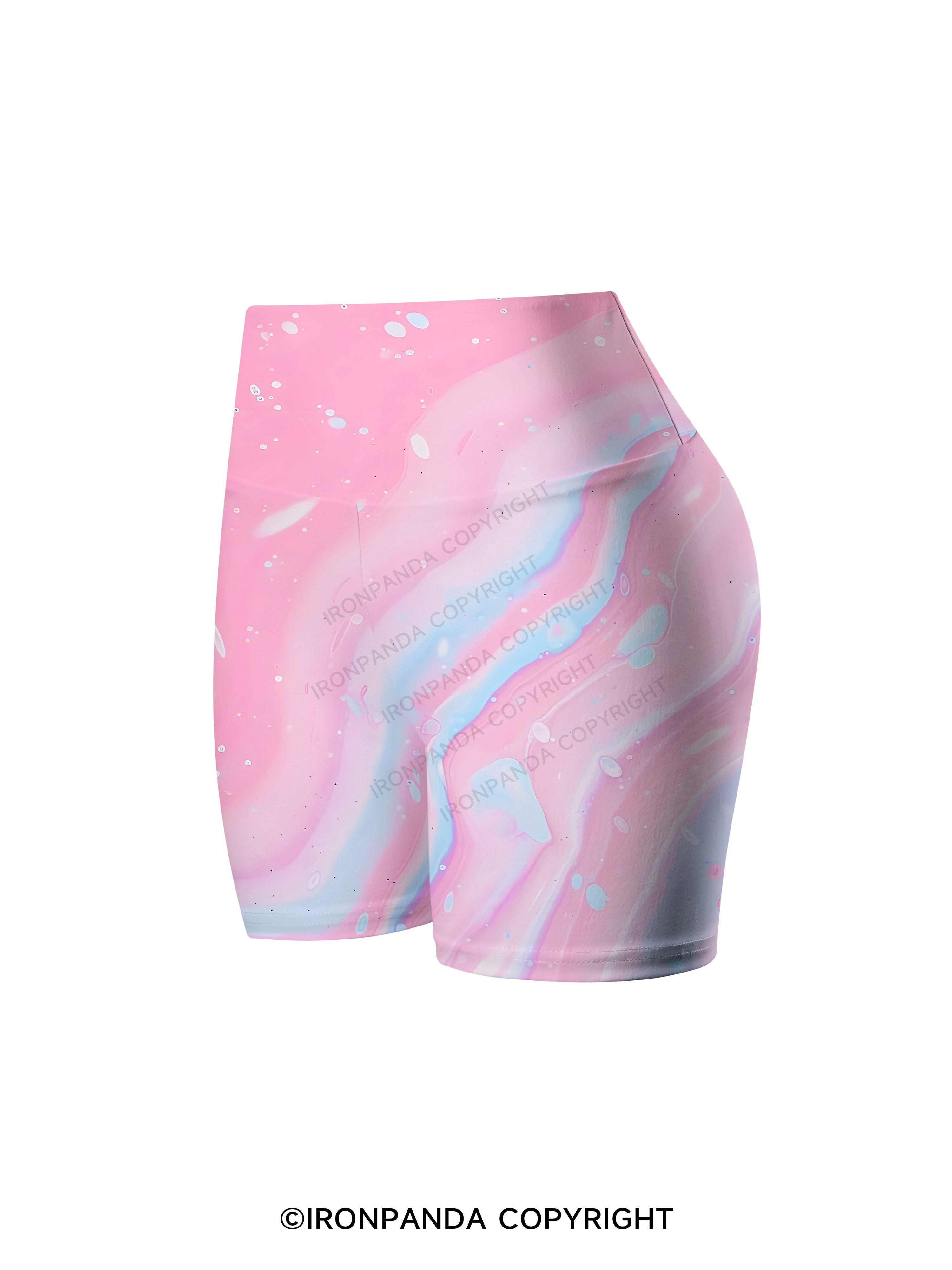 Pink Marble Yoga Cycling Shorts