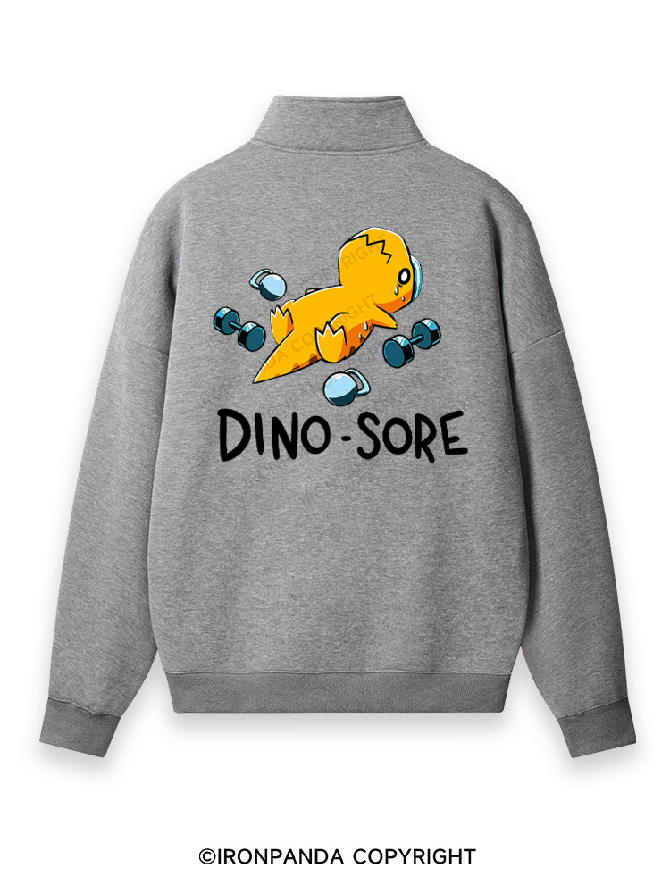 DINO SORE Back Printed Quarter-Zip Fleece Sweatshirt