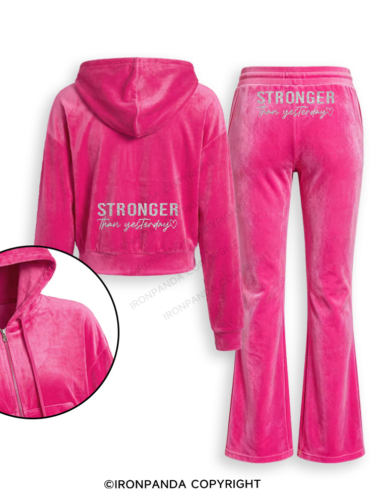 Stronger Than Yesterday Velvet Tracksuit Set