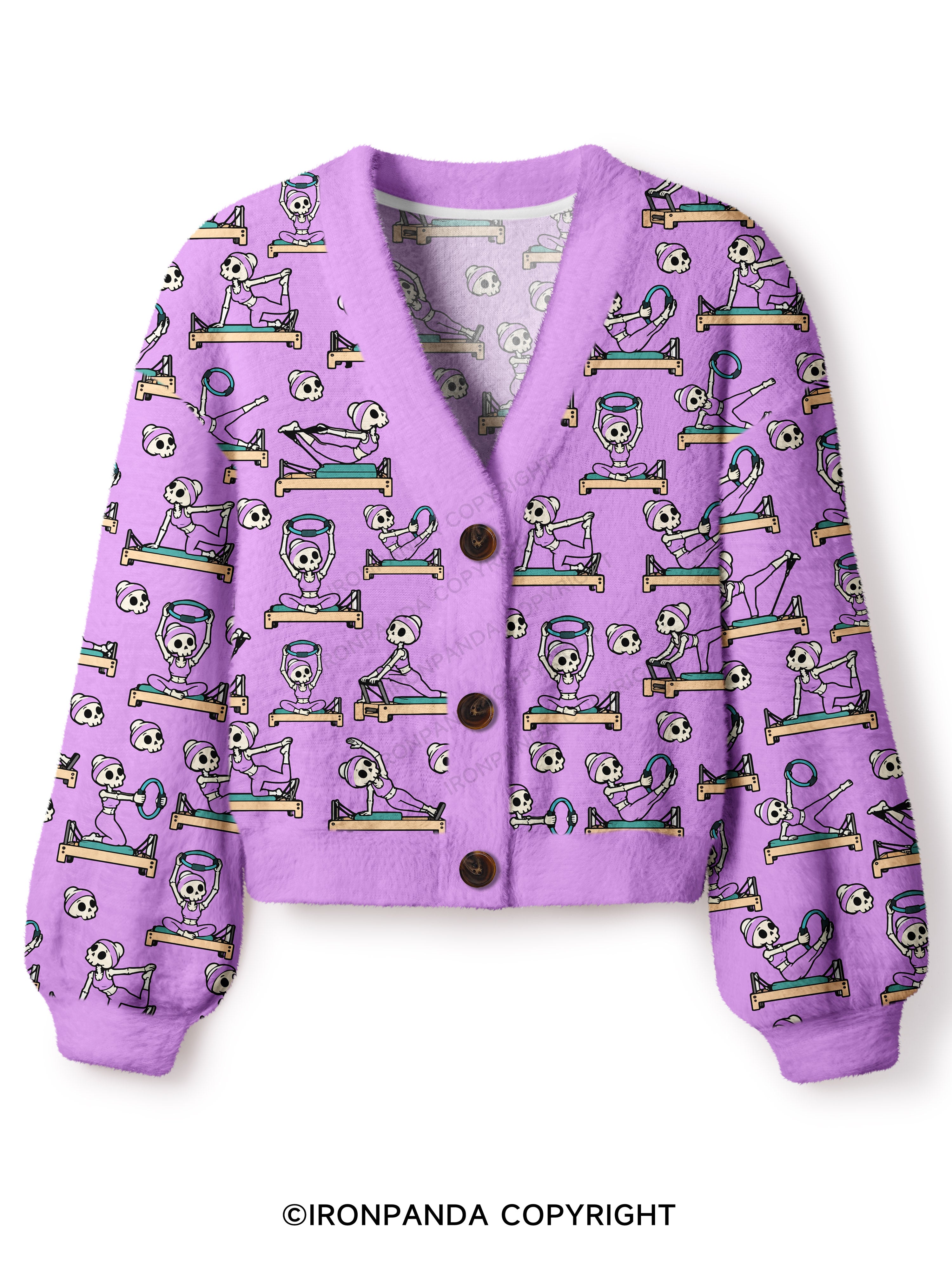 PILATES SKELETON REFORMER WORKOUT FITNESS LOVER Crop Ugly Cardigan Sweater