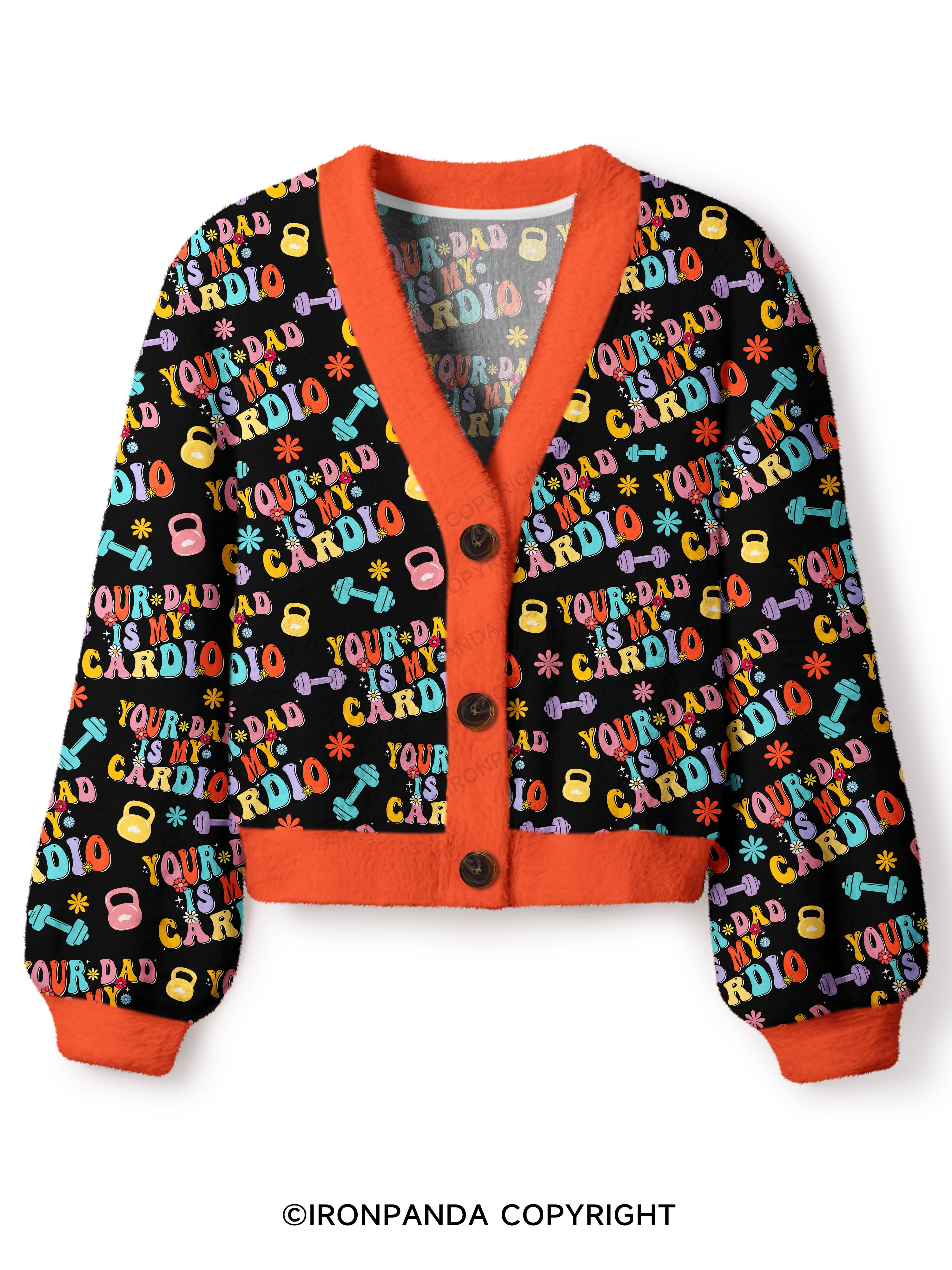 Your Dad Is My Cardio Crop Ugly Cardigan Sweater