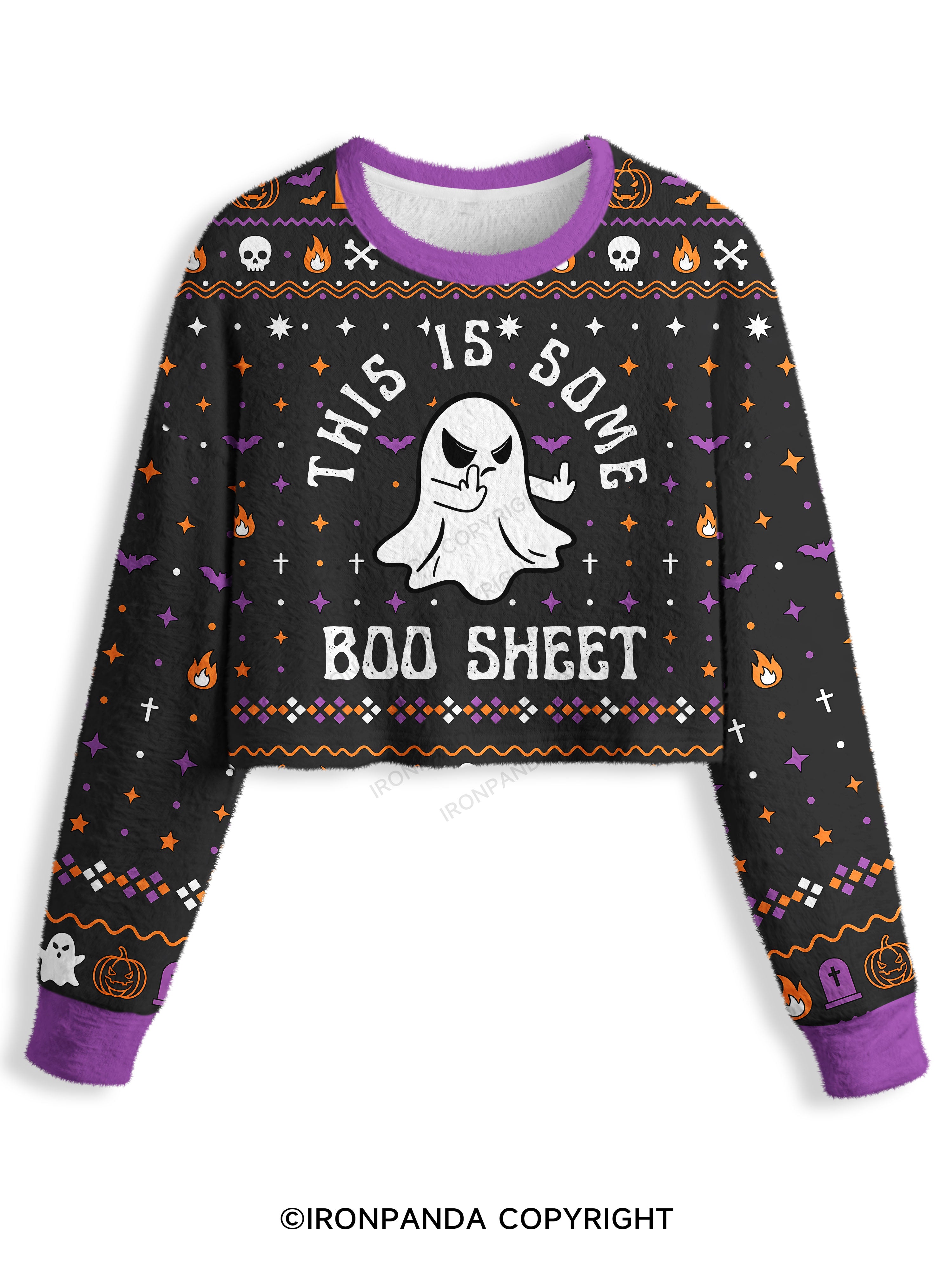 this is some boo sheet Crop Ugly Sweater