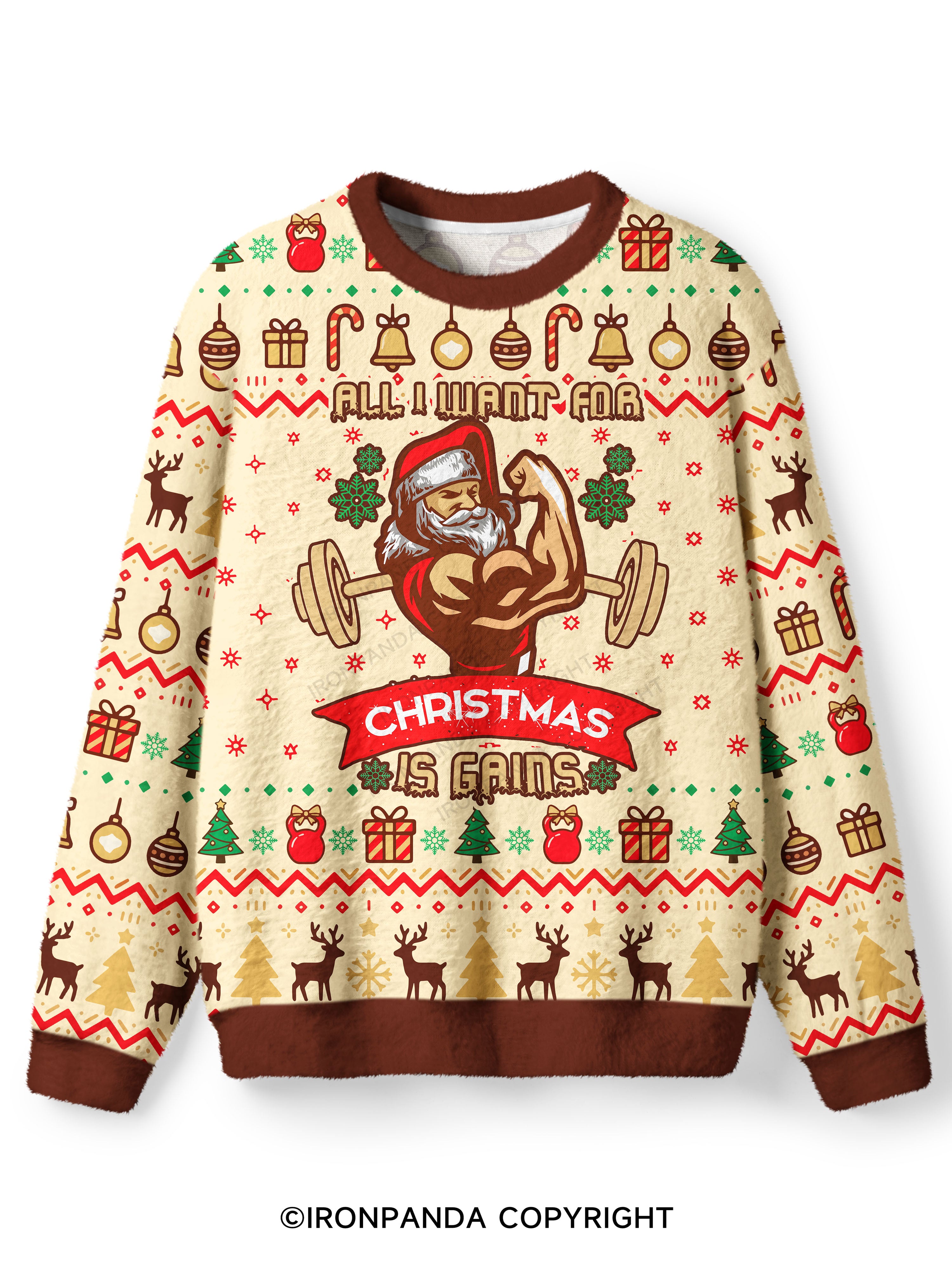 Christmas Workout Funny Motivation Ugly Fuzzy Fleece Sweater