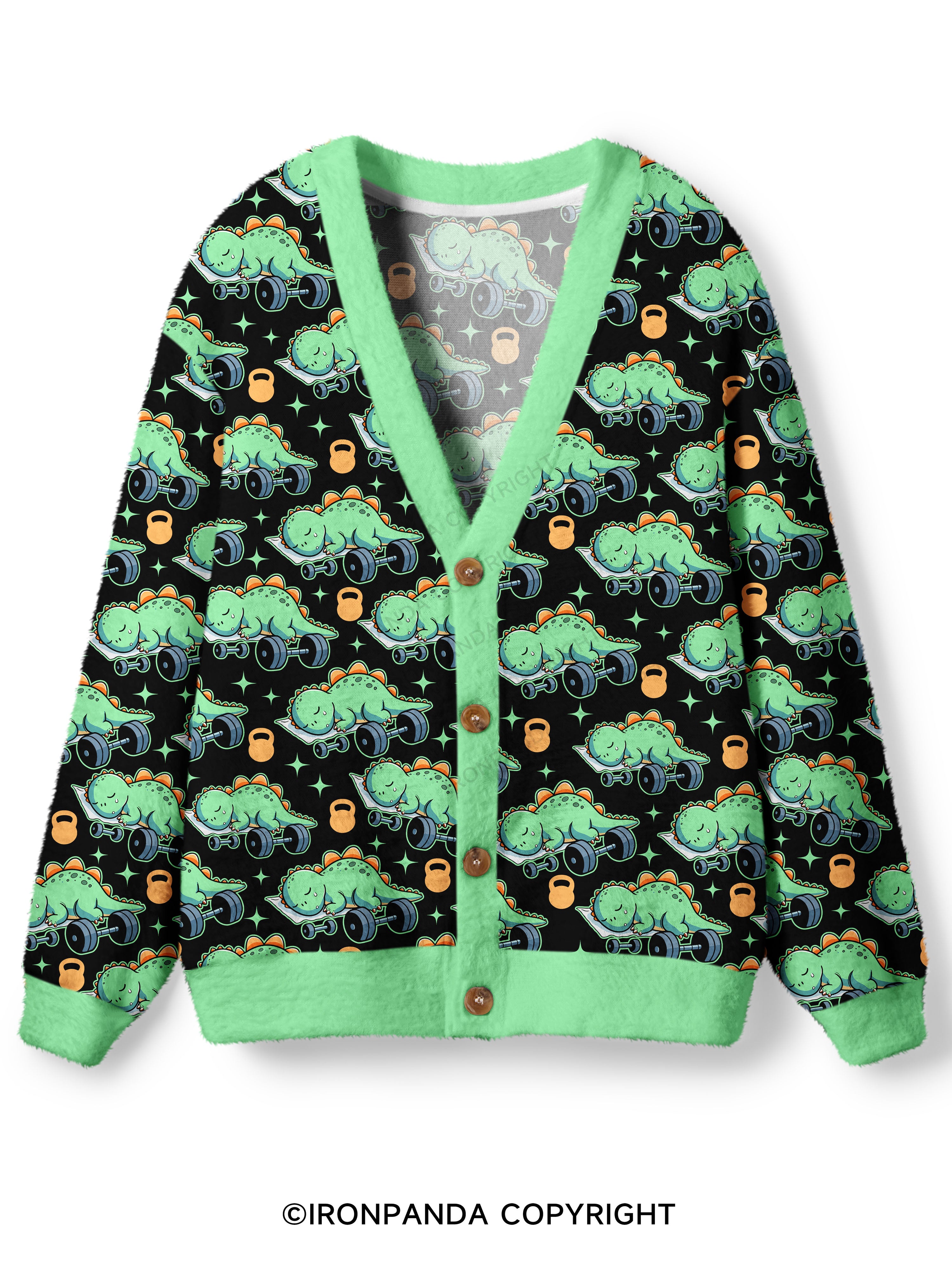 Dino-Sore Sleep Ugly Cardigan Sweater