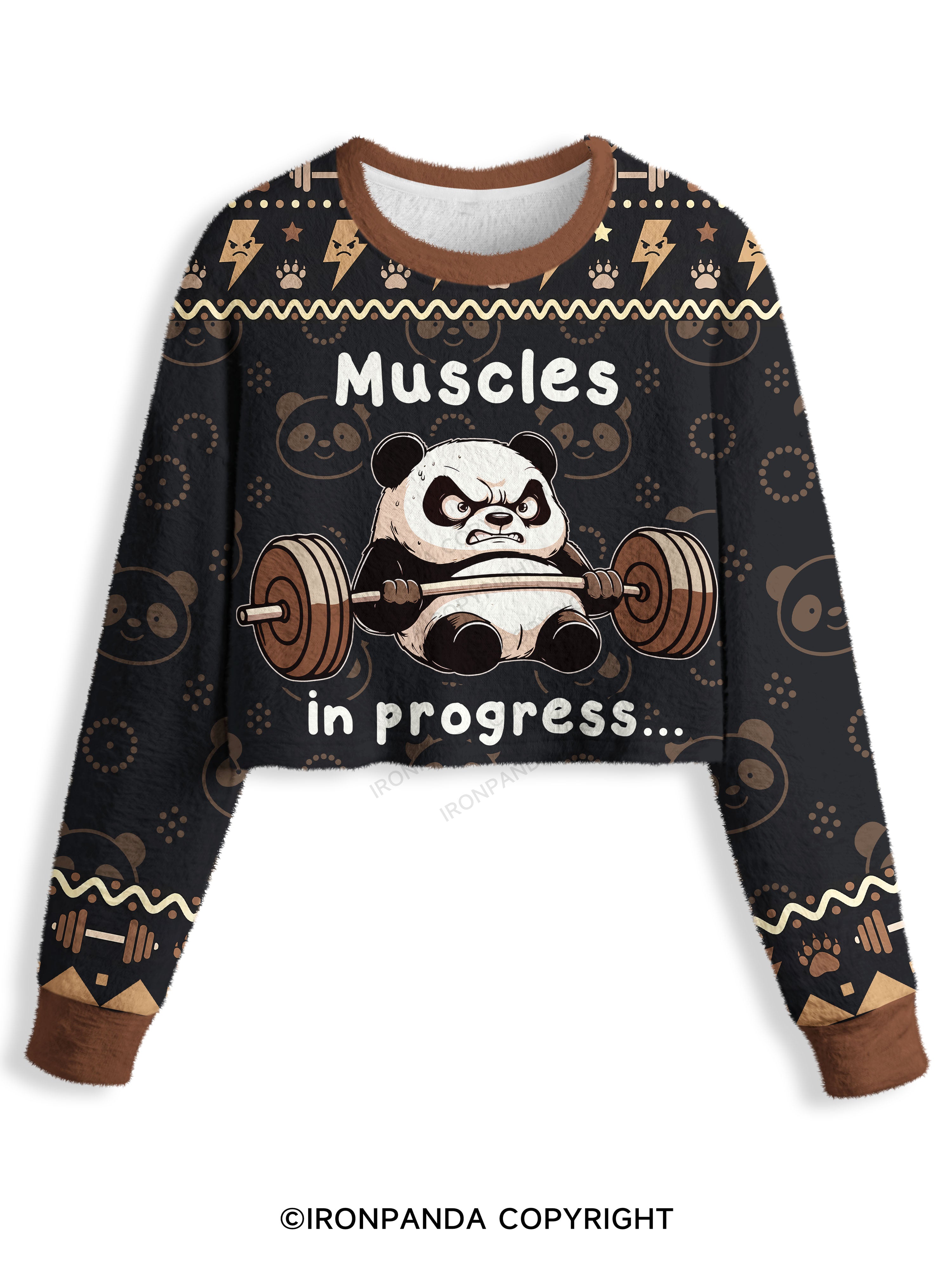 muscles in progress panda Crop Ugly Sweater