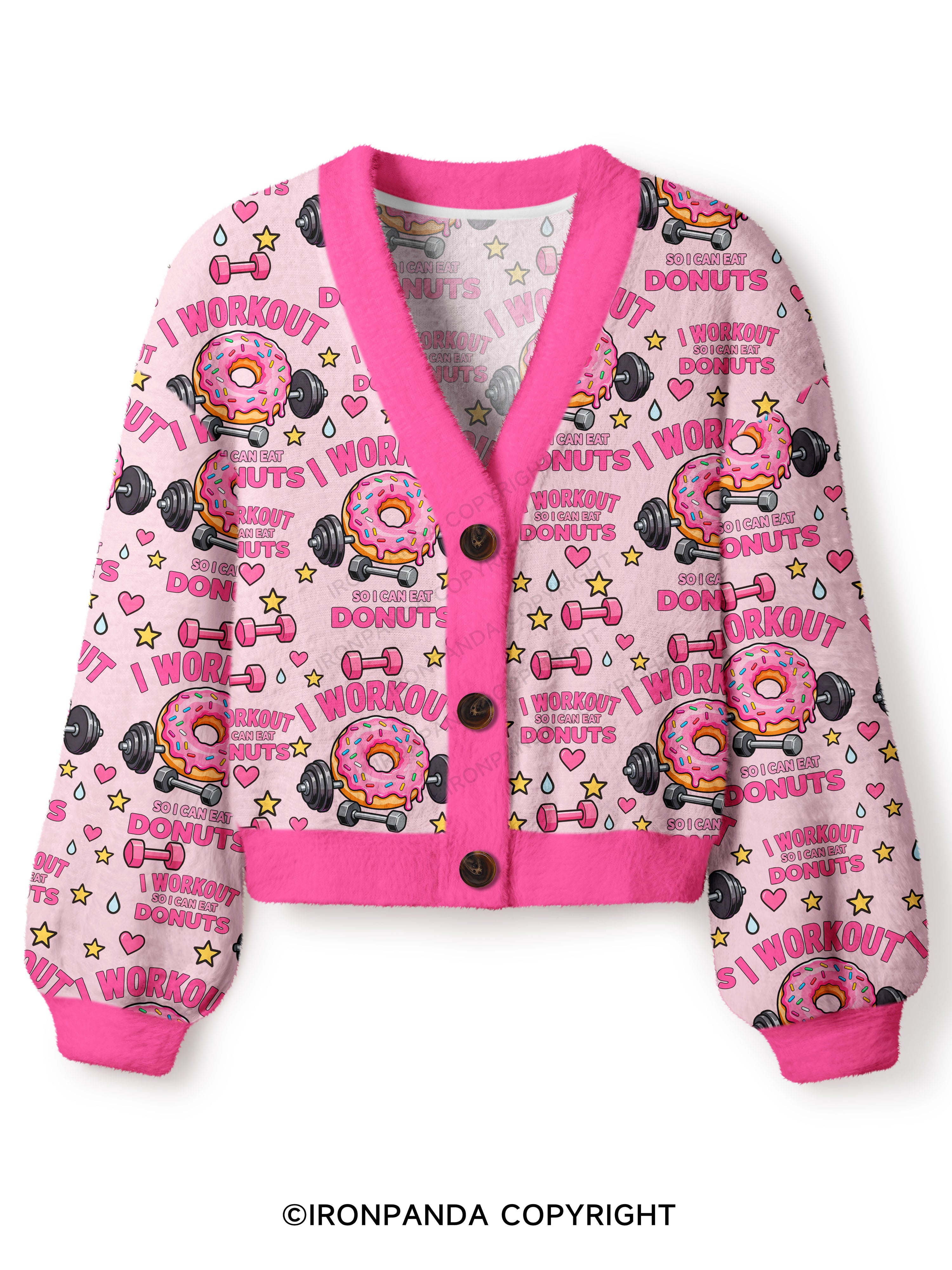 I Workout So I Can Eat Donuts Crop Ugly Cardigan Sweater