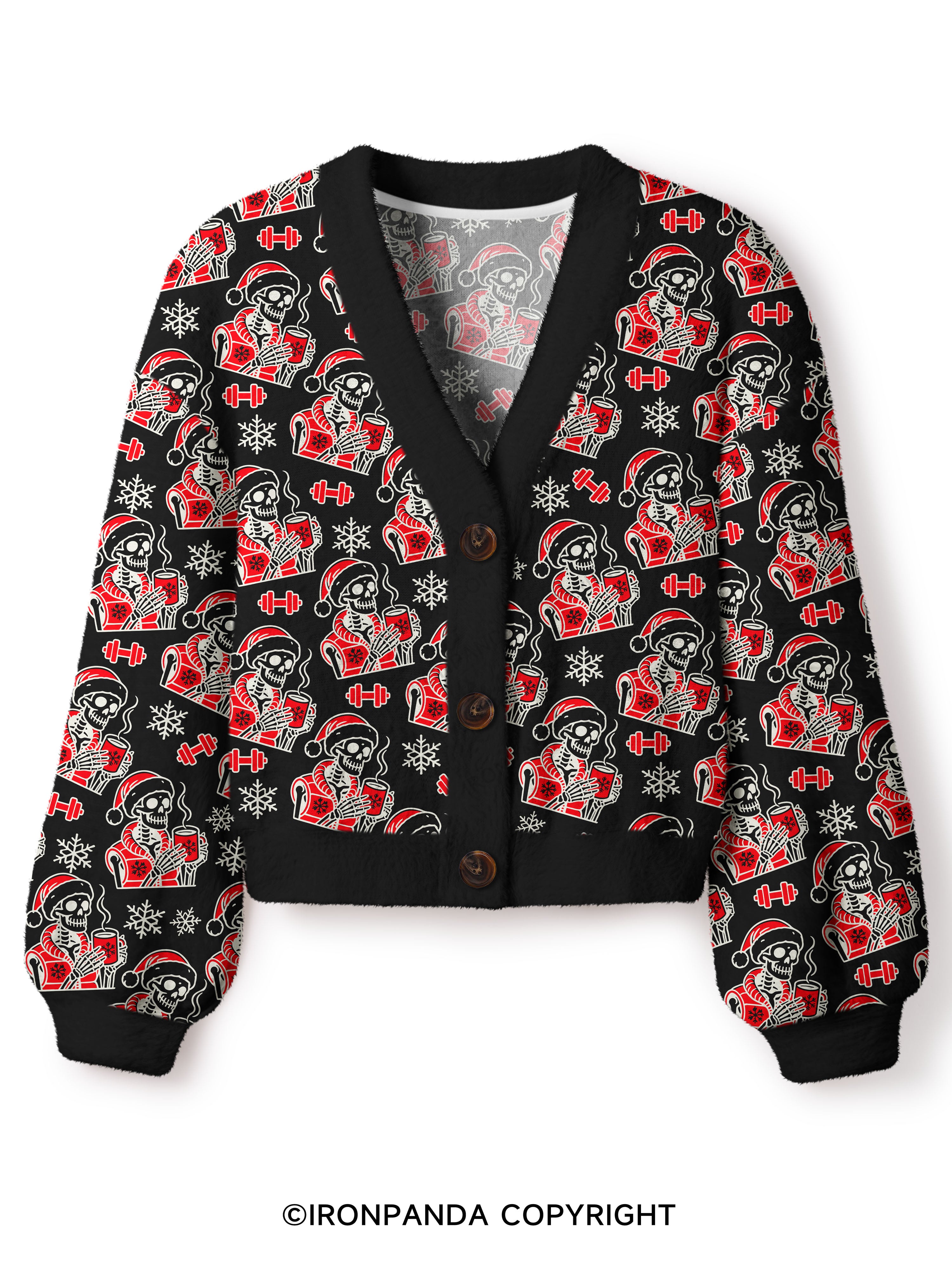 HO HO HOLY SHIT WHAT A YEAR Crop Ugly Cardigan Sweater