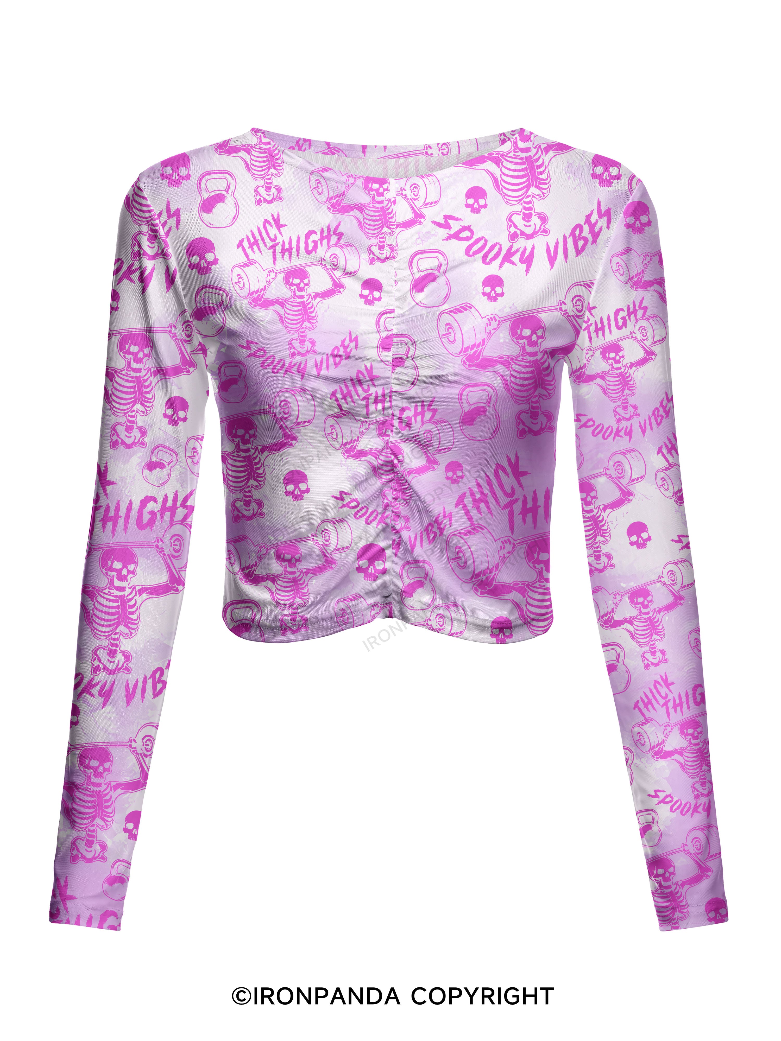 Thick Thighs Spooky Vibes Mesh Long Sleeve Top