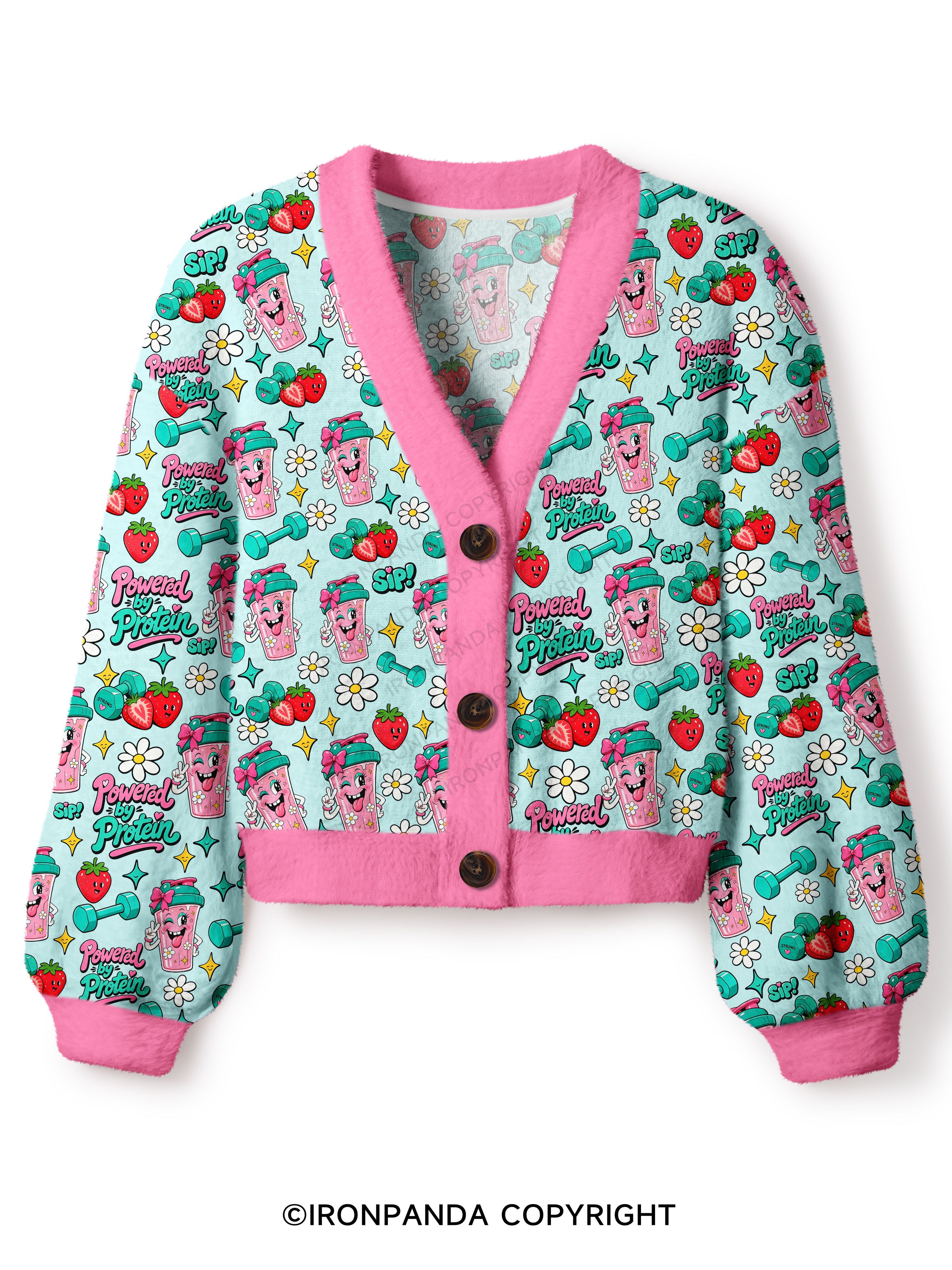 POWERED BY PROTEIN GYM Crop Ugly Cardigan Sweater