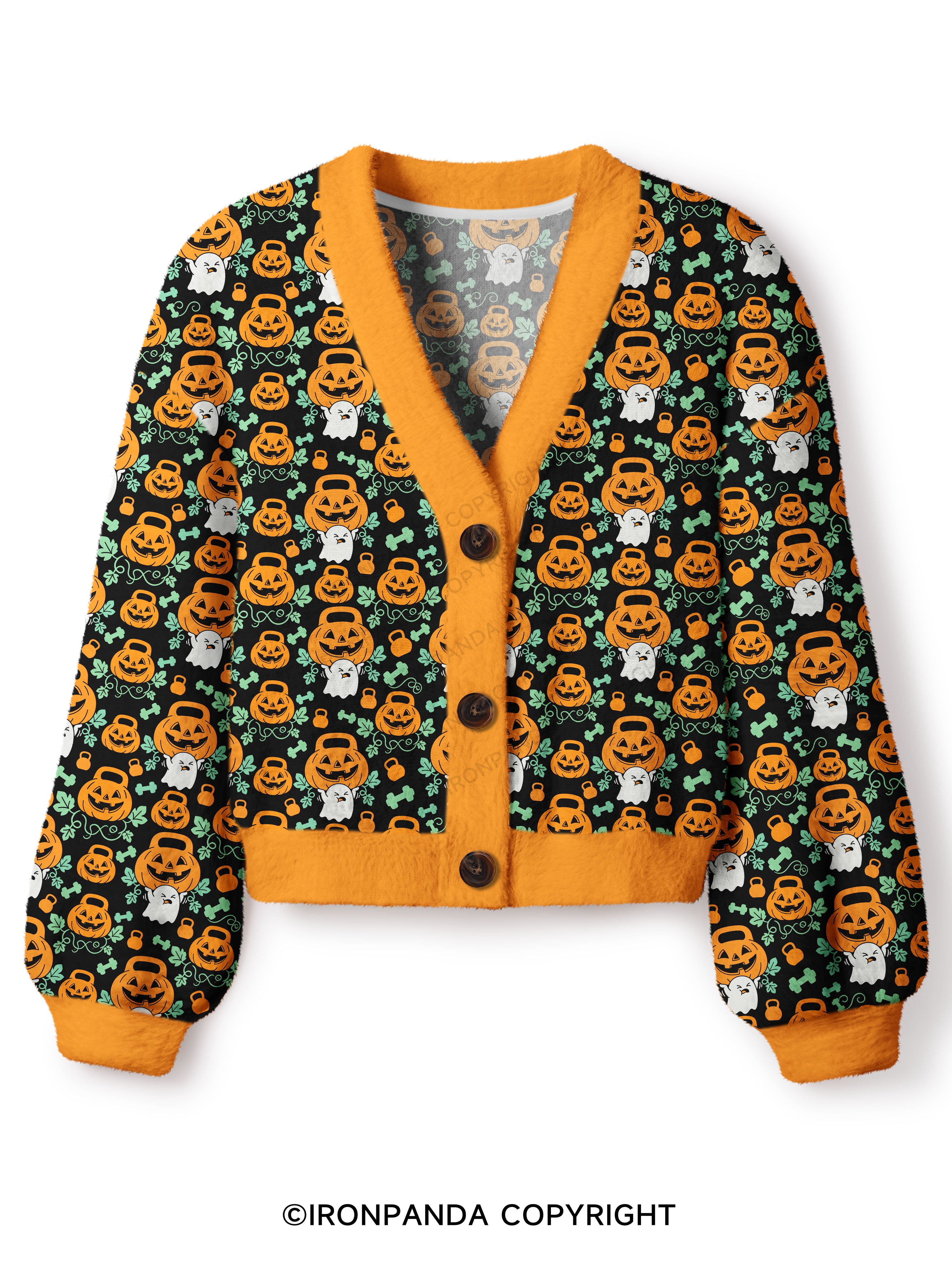 HEAVY SPOOKY Crop Ugly Cardigan Sweater