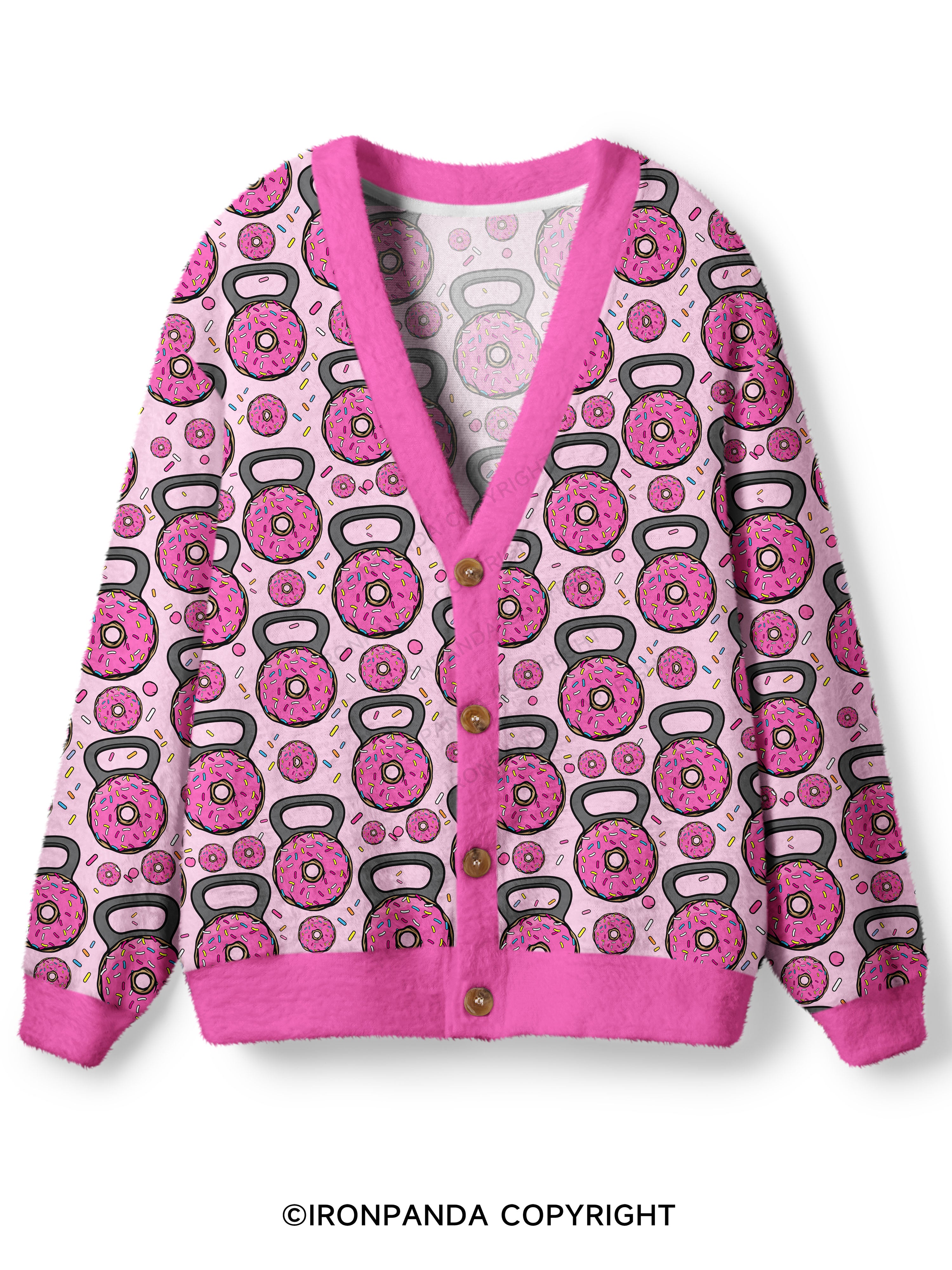 DONUT BARBELL GYM Ugly Cardigan Sweater