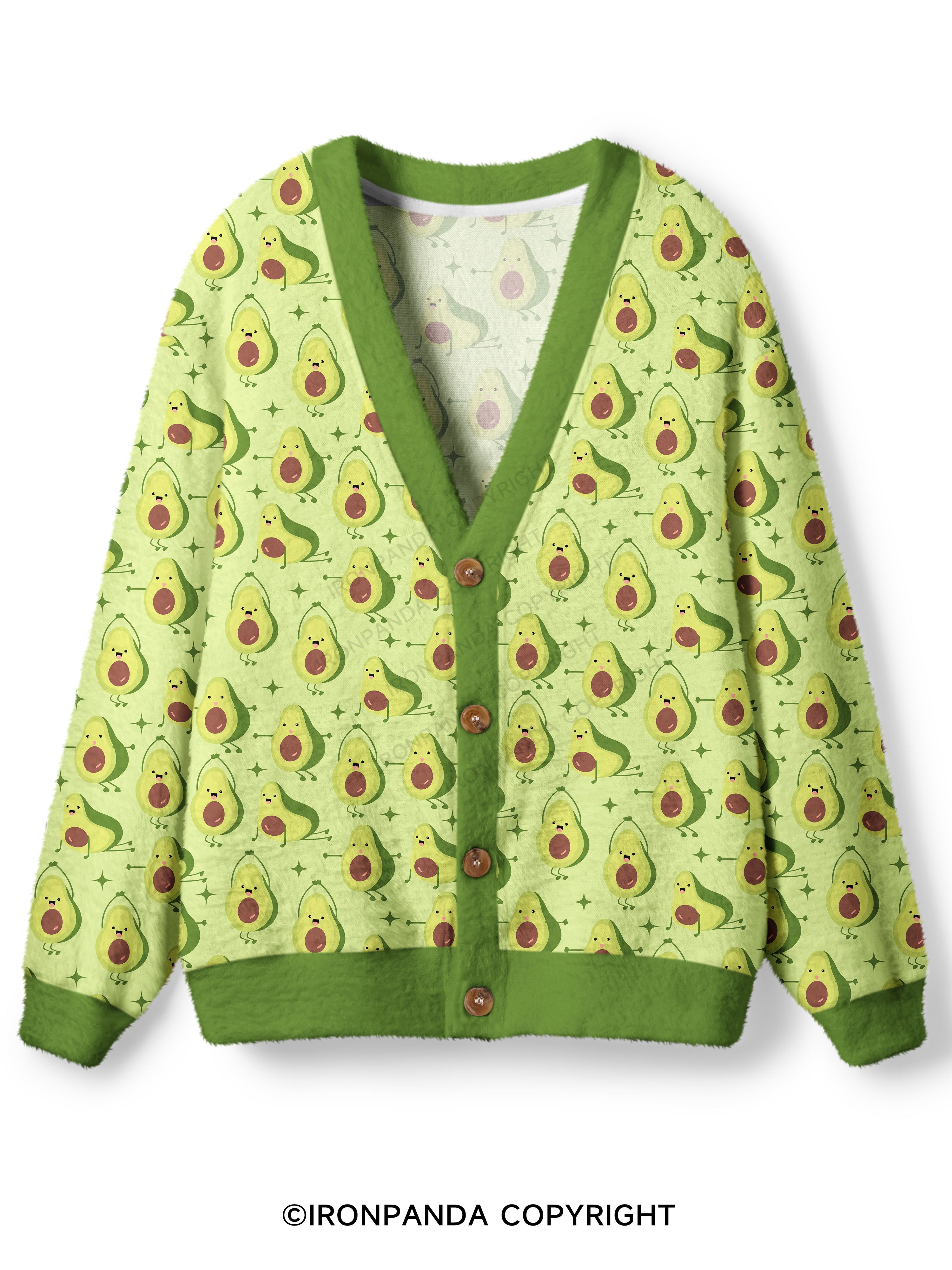 Burpee Avocado Ugly Cardigan Sweater