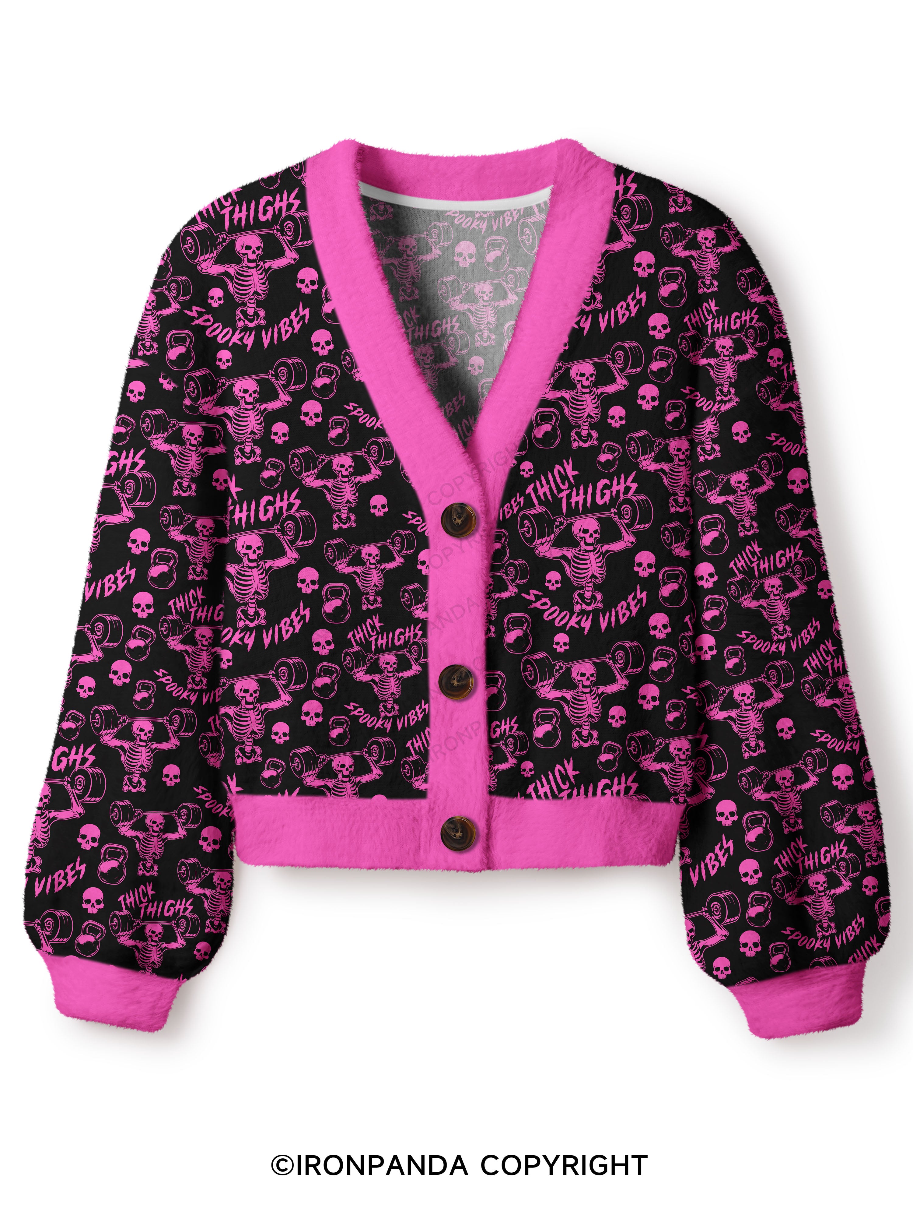 Thick Thighs Spooky Vibes Crop Ugly Cardigan Sweater