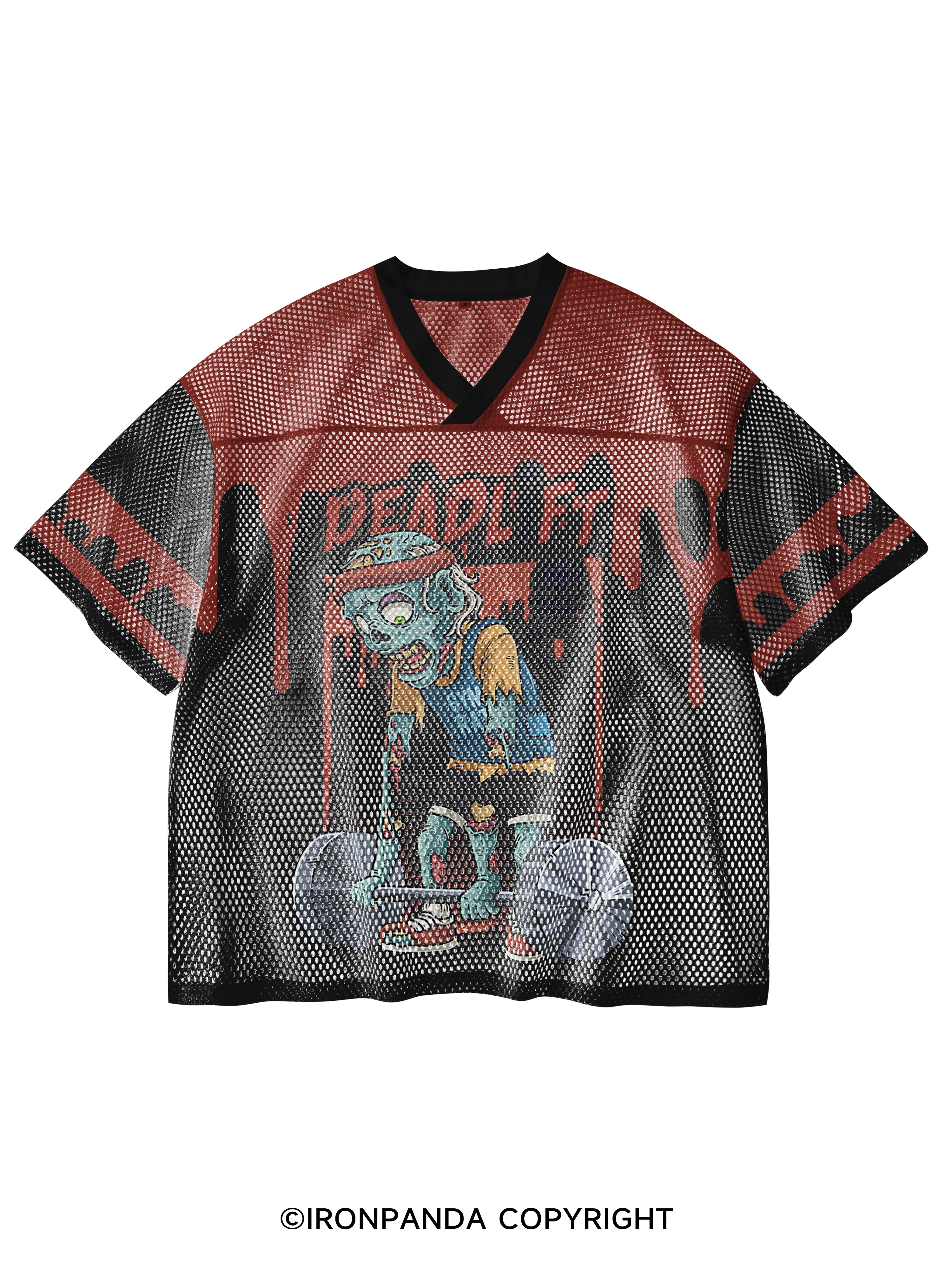 deadlift zombie V-Neck Open Hole Mesh Top