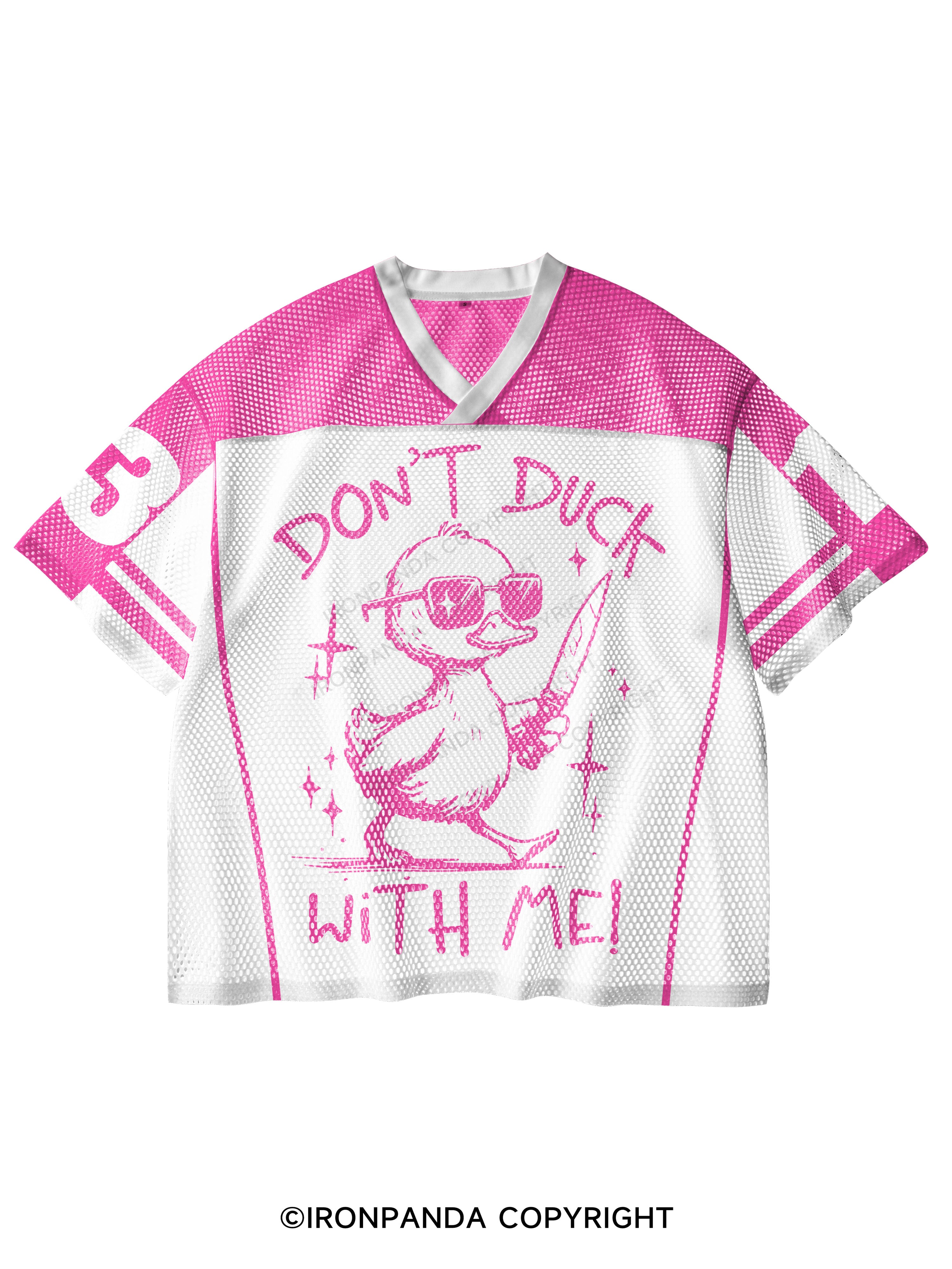 Don't duck with me V-Neck Open Hole Mesh Top