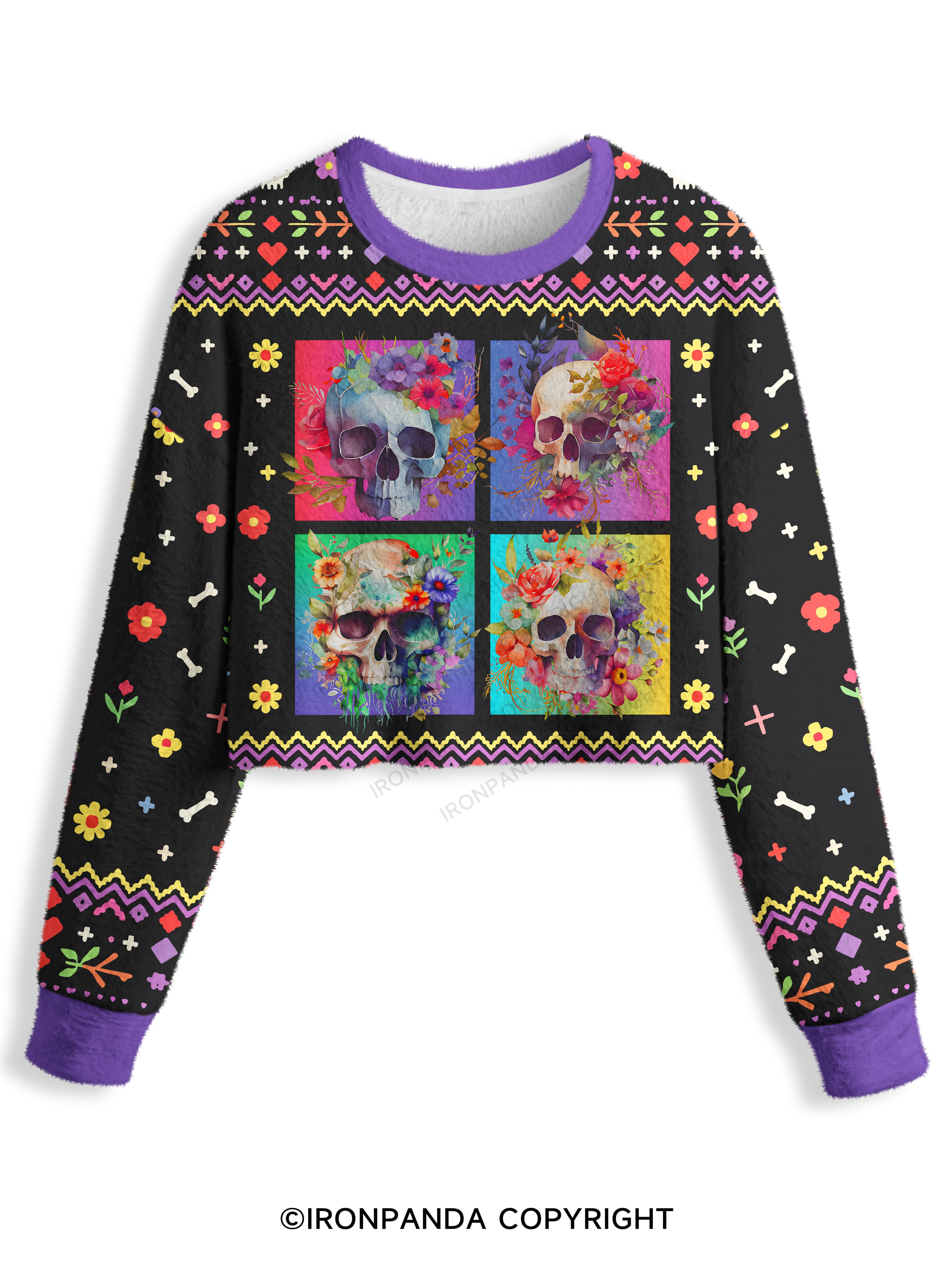 Skull Aesthetic Crop Ugly Sweater