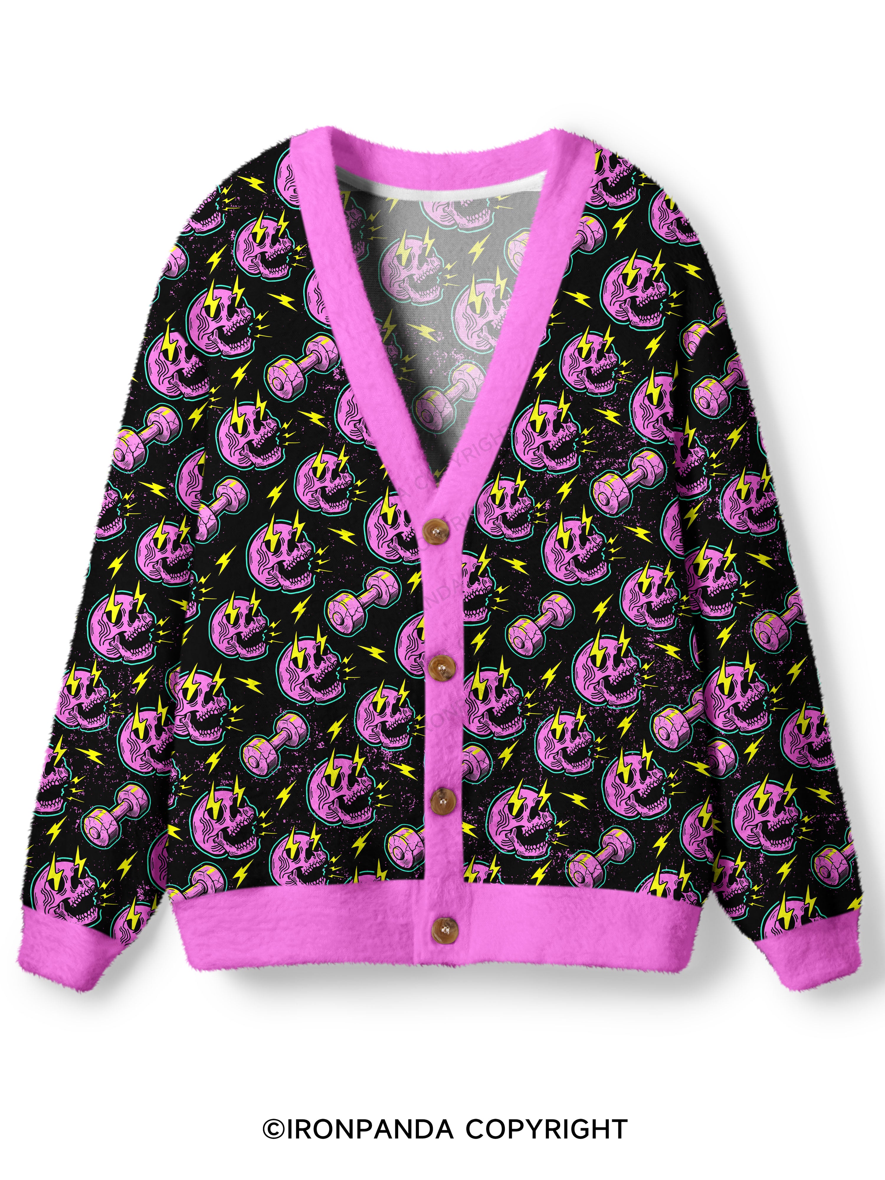 LIGHTNING SKELETON Ugly Cardigan Sweater