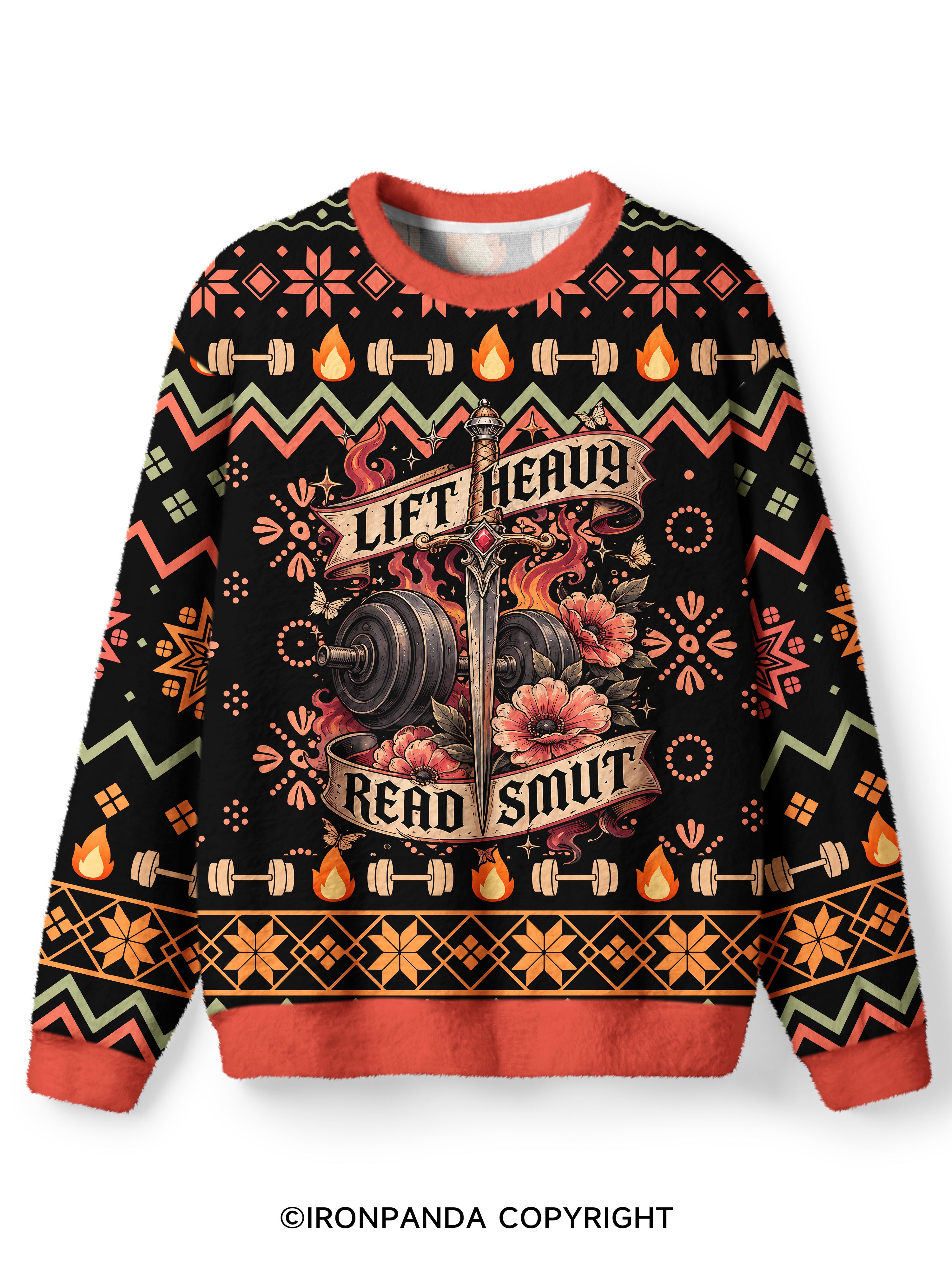 Lift Heavy Read Smut Ugly Fuzzy Fleece Sweater