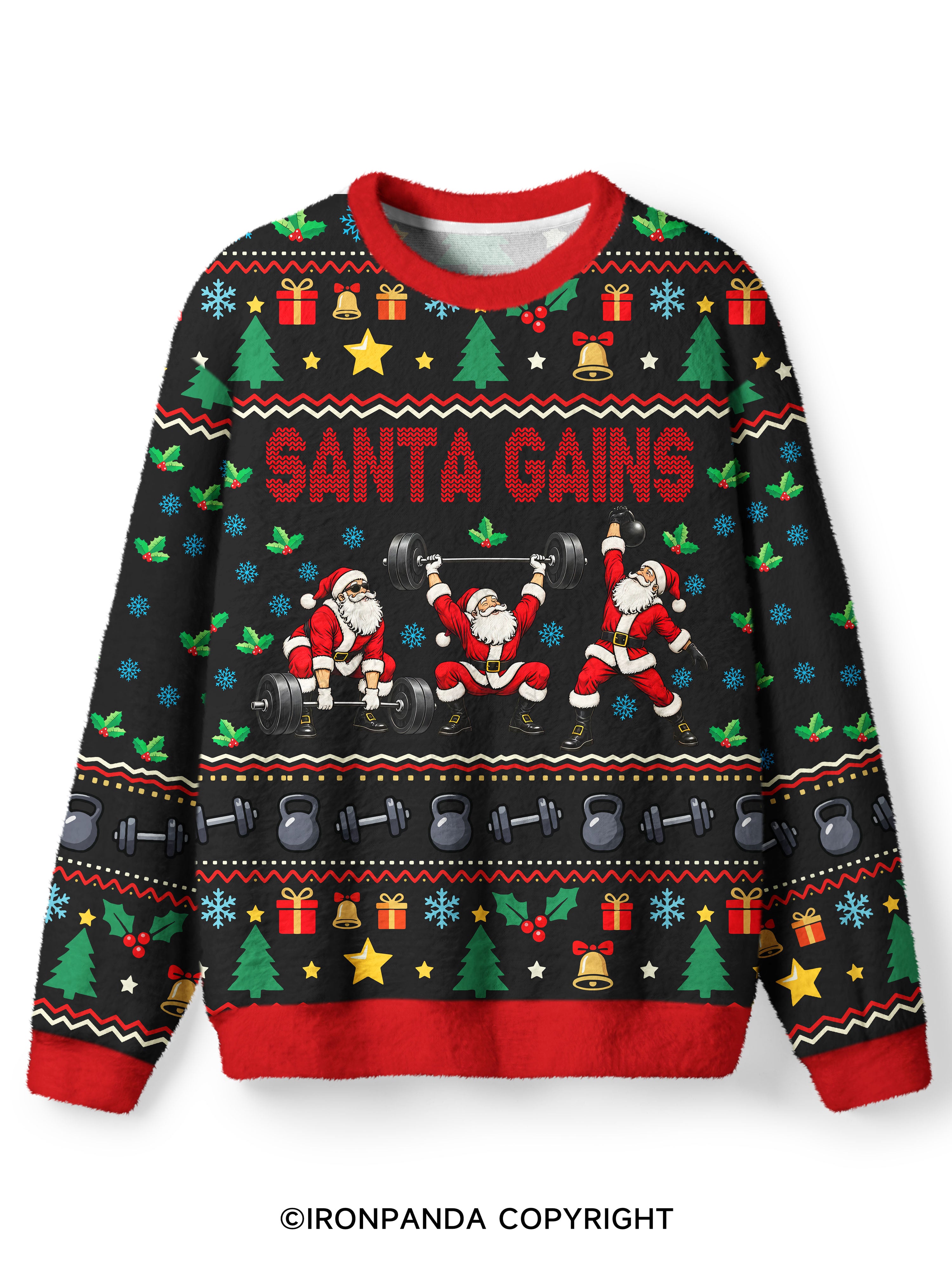 SANTA GAINS Ugly Fuzzy Fleece Sweater
