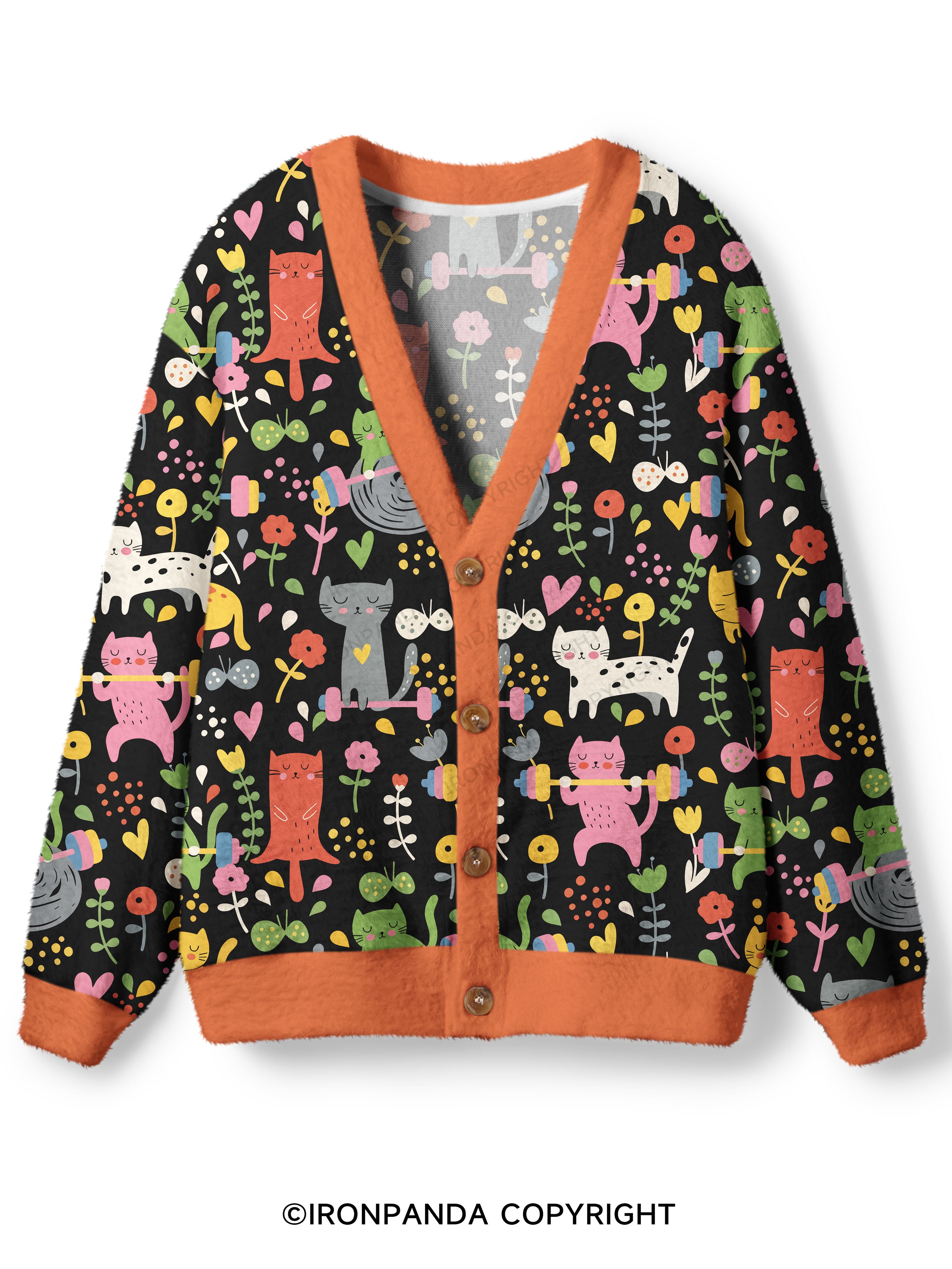 Cats Lift Heavy Ugly Cardigan Sweater