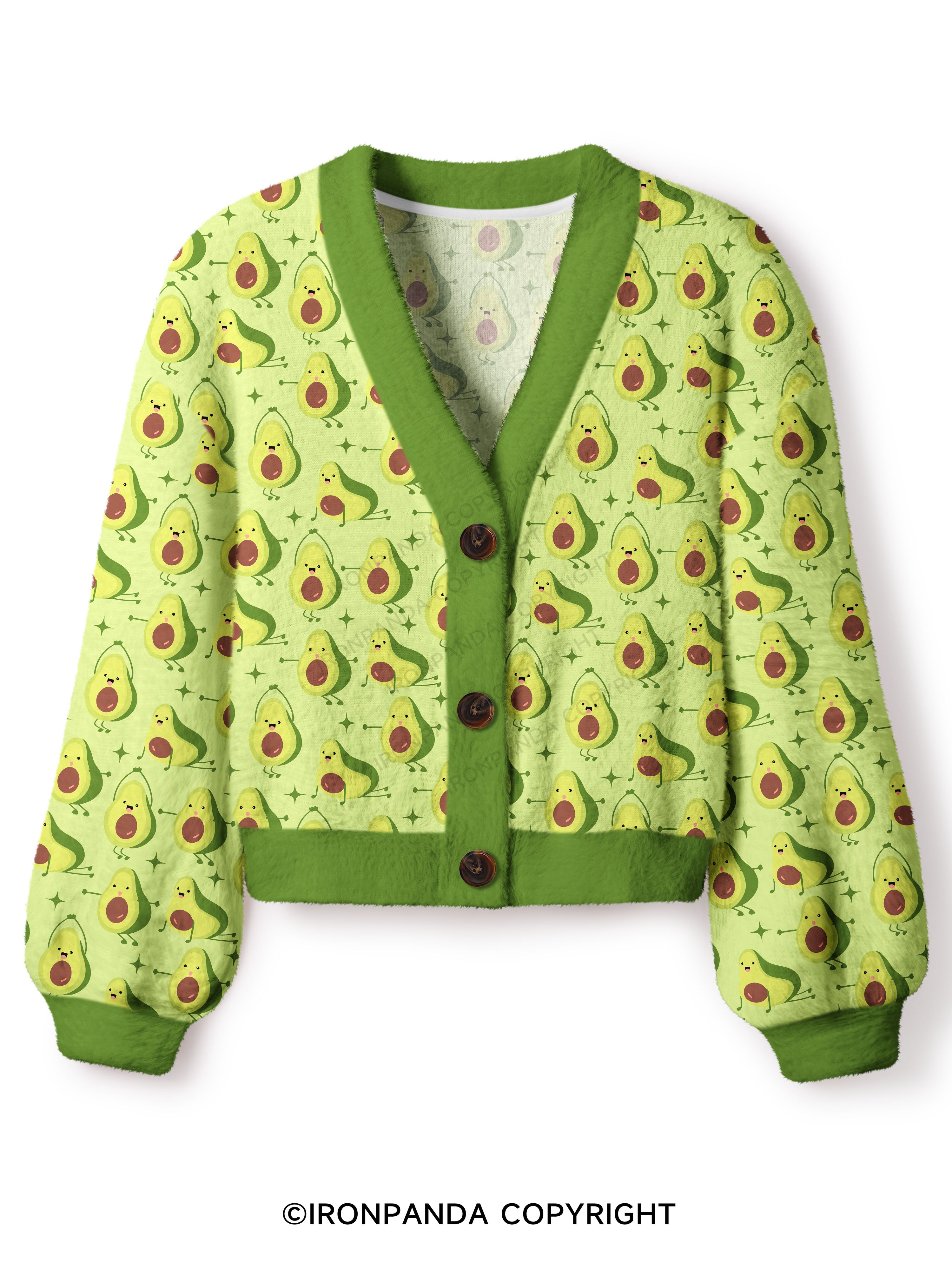 Burpee Avocado Crop Ugly Cardigan Sweater